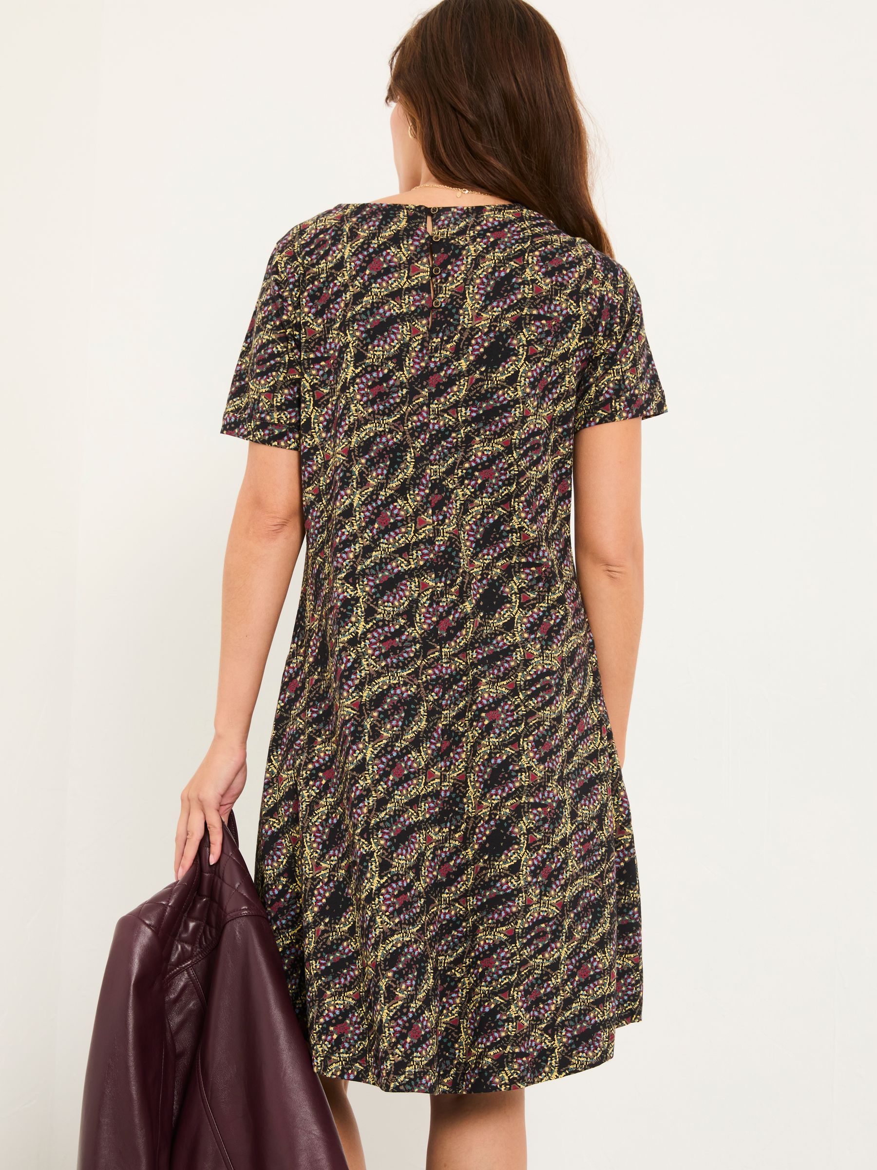 Simone Black Sketchy Texture Petite Jersey Dress - Image 2 of 5