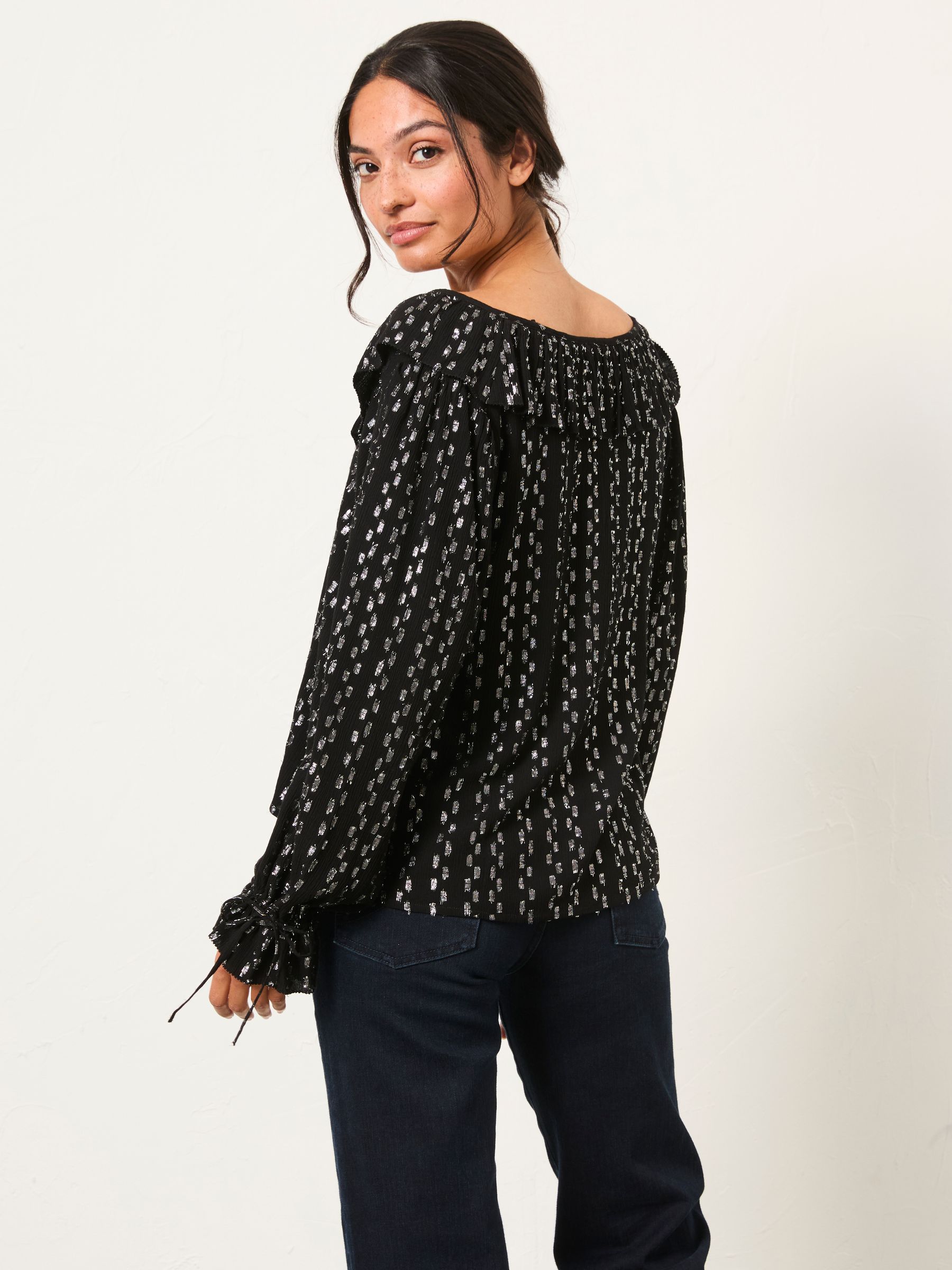 Rene Black Metallic Blouse - Image 2 of 6 Rene Black Metallic Blouse - Image 2 of 6