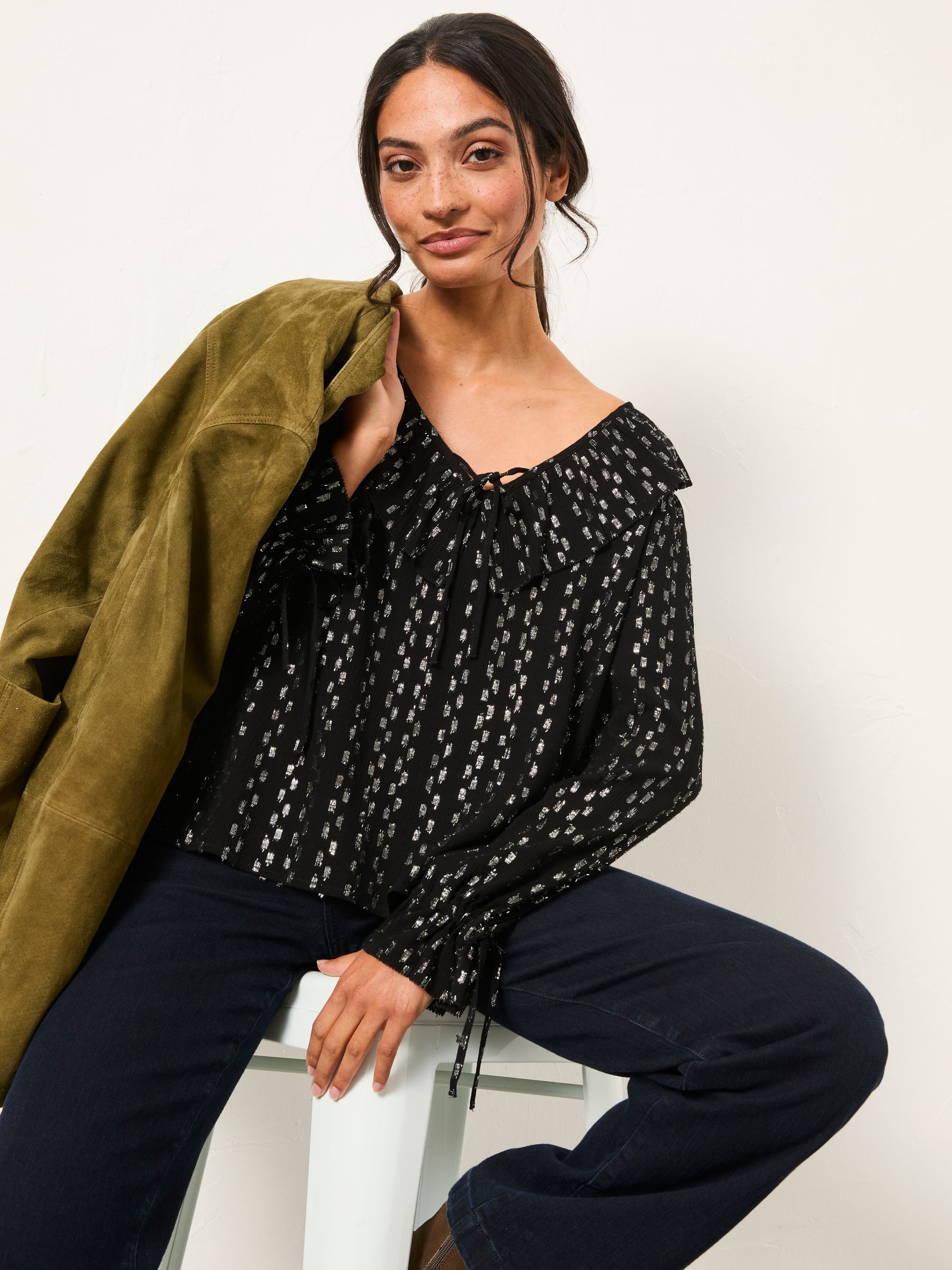 Rene Black Metallic Blouse - Image 5 of 6