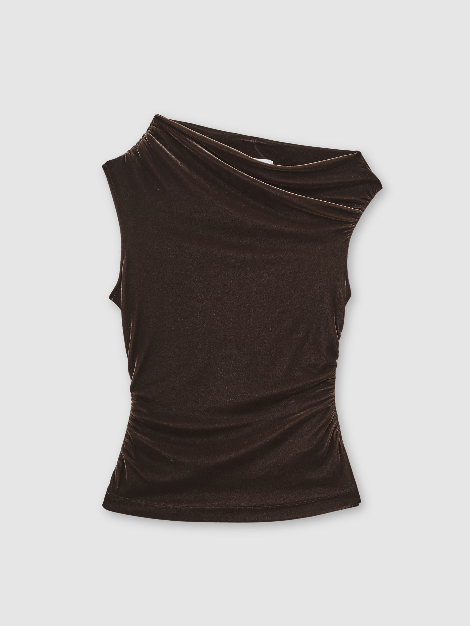 Velvet Off-Shoulder Top in Chocolate Brown - Image 2 of 6