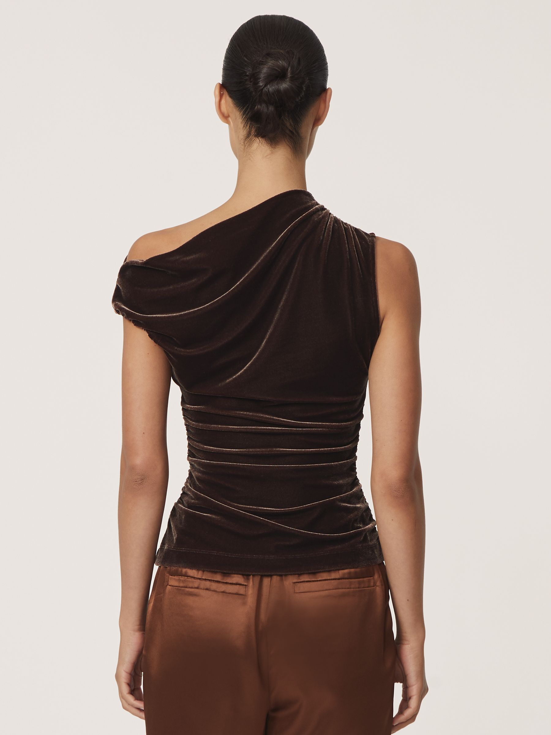 Velvet Off-Shoulder Top in Chocolate Brown - image 5