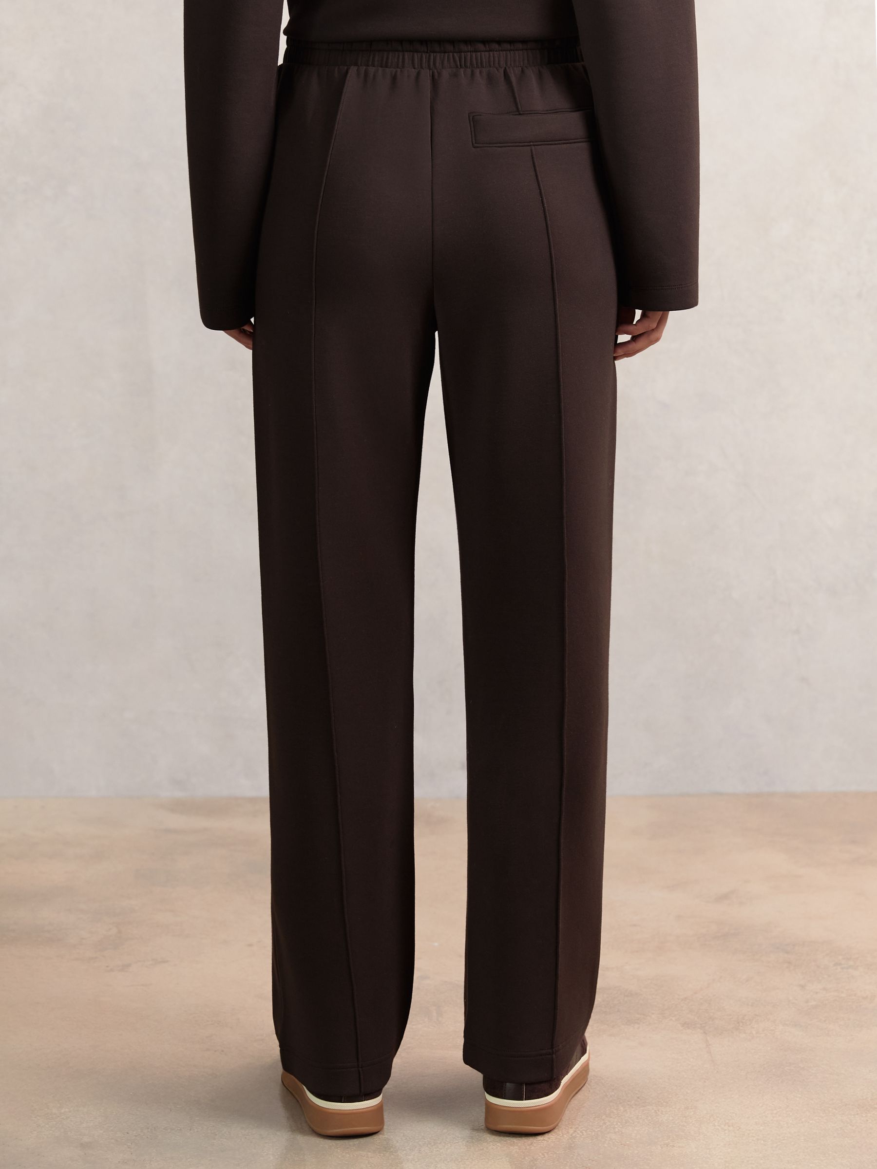 Petite Modal-Blend Interlock Wide-Leg Joggers in Dark Chocolate Brown - Image 4 of 6