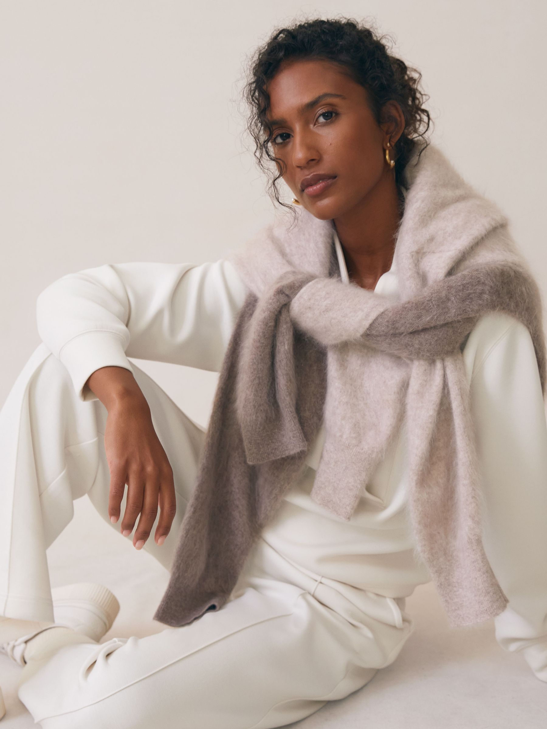 Premium Interlock Wide-Leg Joggers in Ivory - image 5