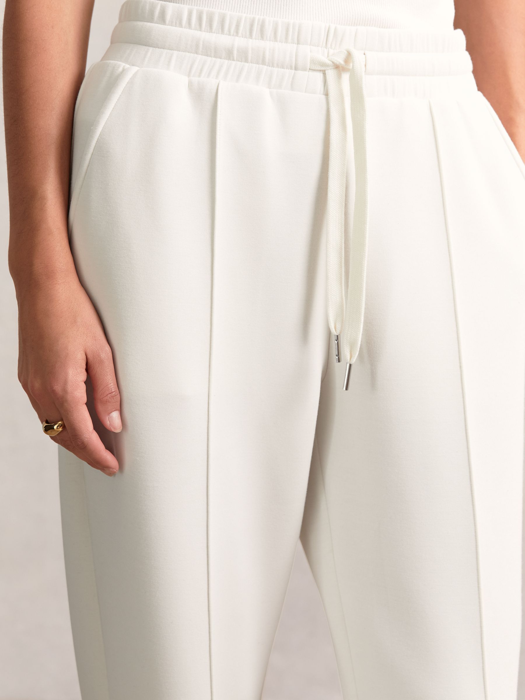 Modal-Blend Interlock Wide-Leg Joggers in Ivory - Image 4 of 7