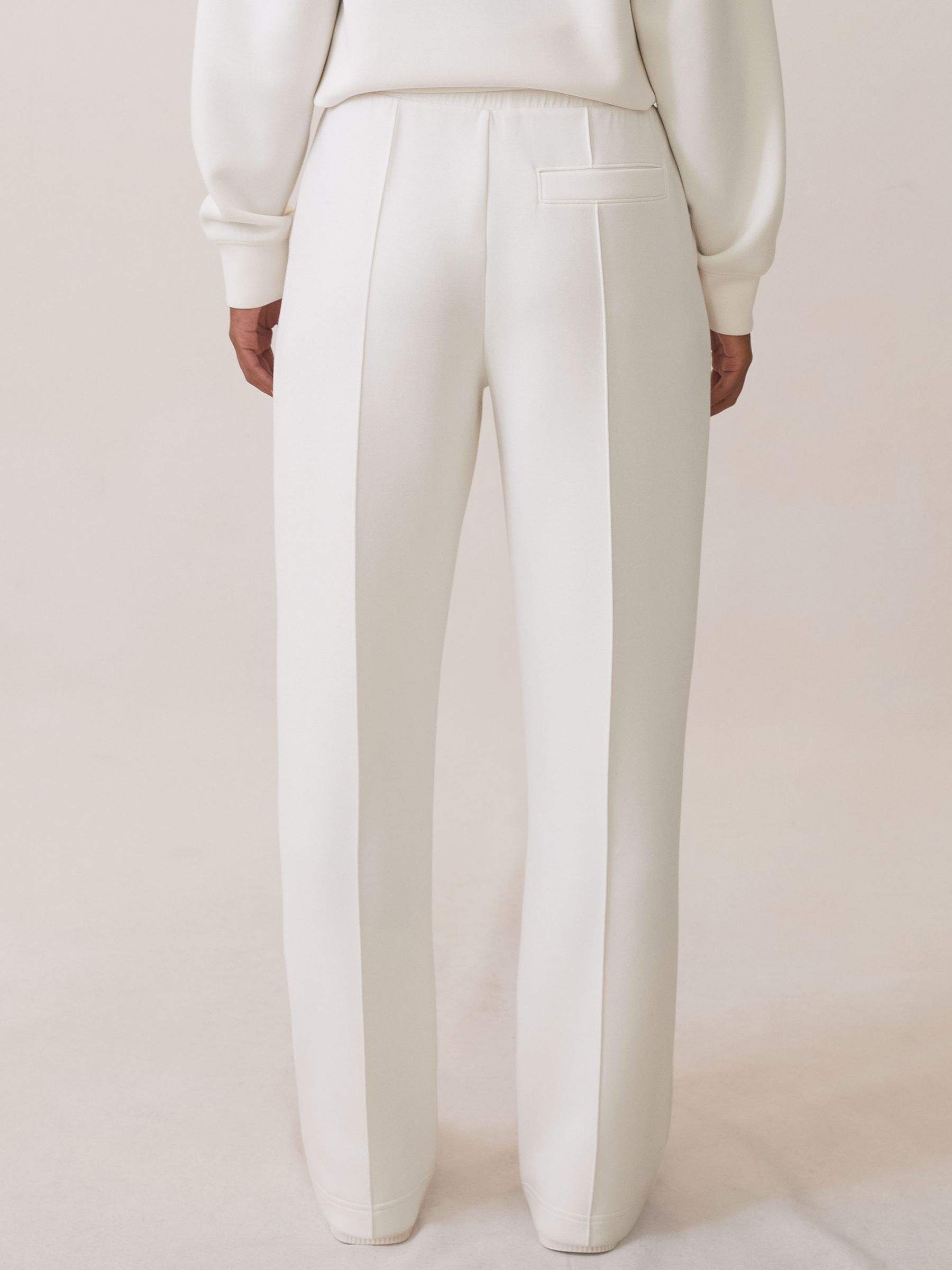 Premium Interlock Wide-Leg Joggers in Ivory - image 4