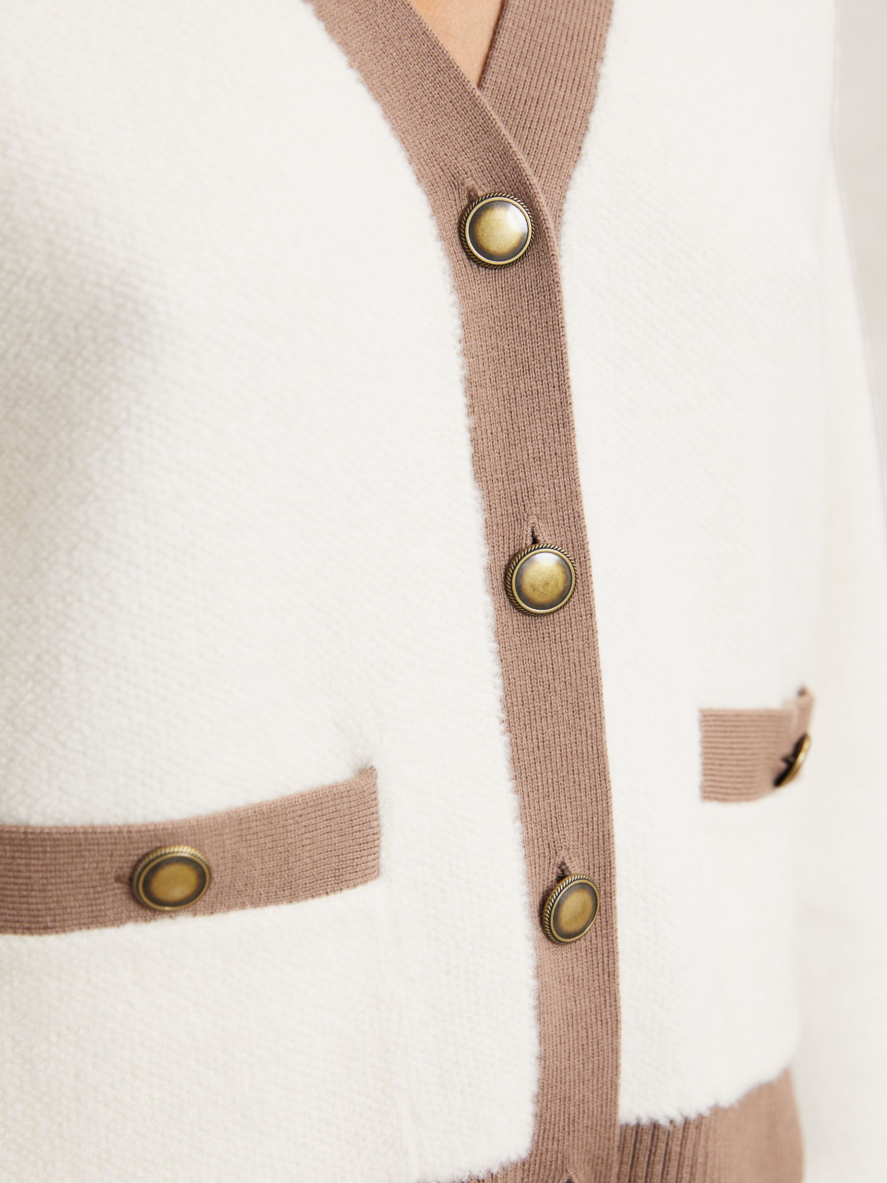 Wool Colourblock Cardigan in Cream/Neutral - Image 3 of 5