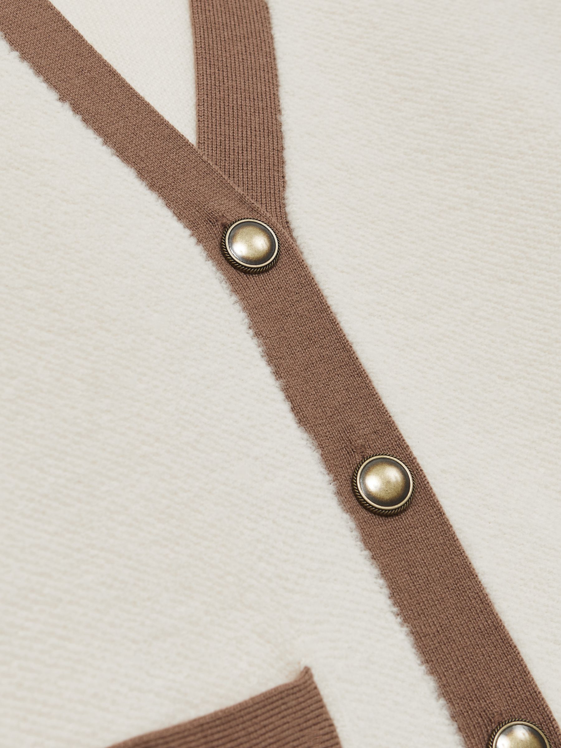 Wool Colourblock Cardigan in Cream/Neutral - image 3