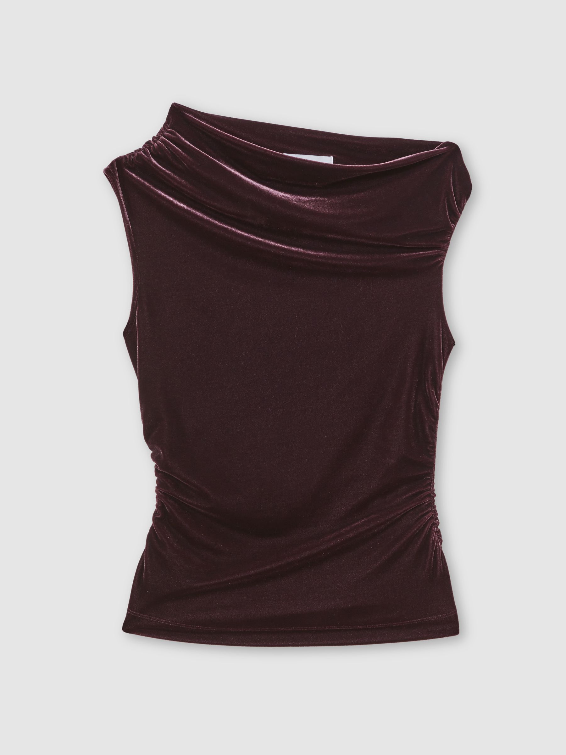 Velvet Off-Shoulder Top in Plum Purple - Image 2 of 6