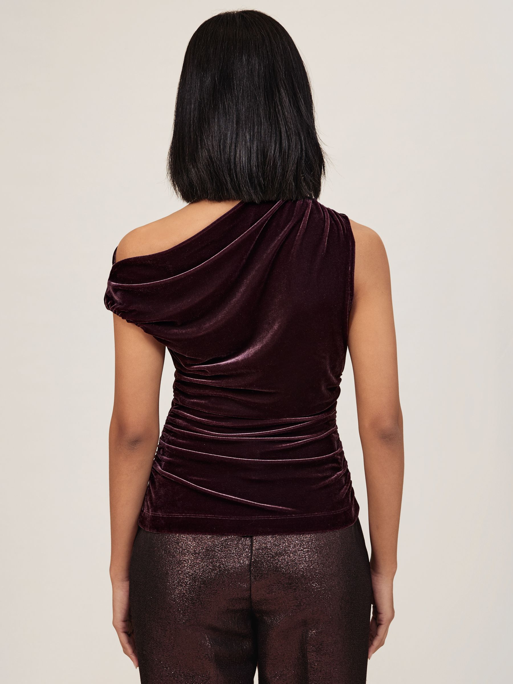 Velvet Off-Shoulder Top in Plum Purple - Image 5 of 6