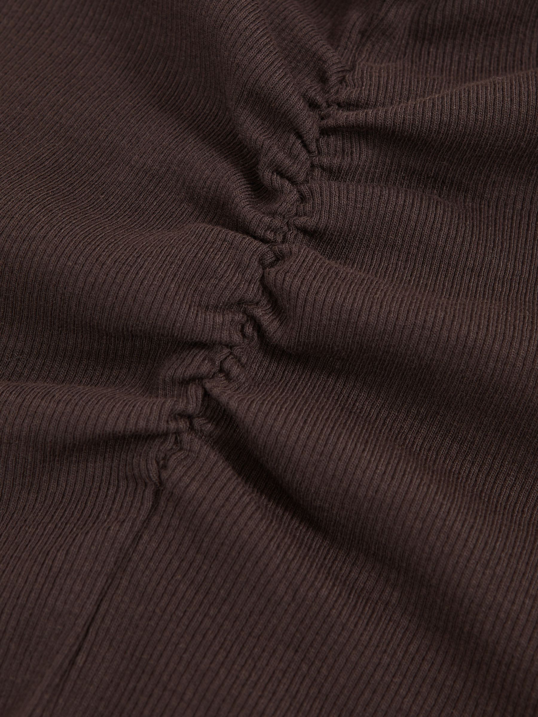4-9 yrs Cotton Ruched Long-Sleeve T-Shirt with Stretch in Chocolate - Image 4 of 4