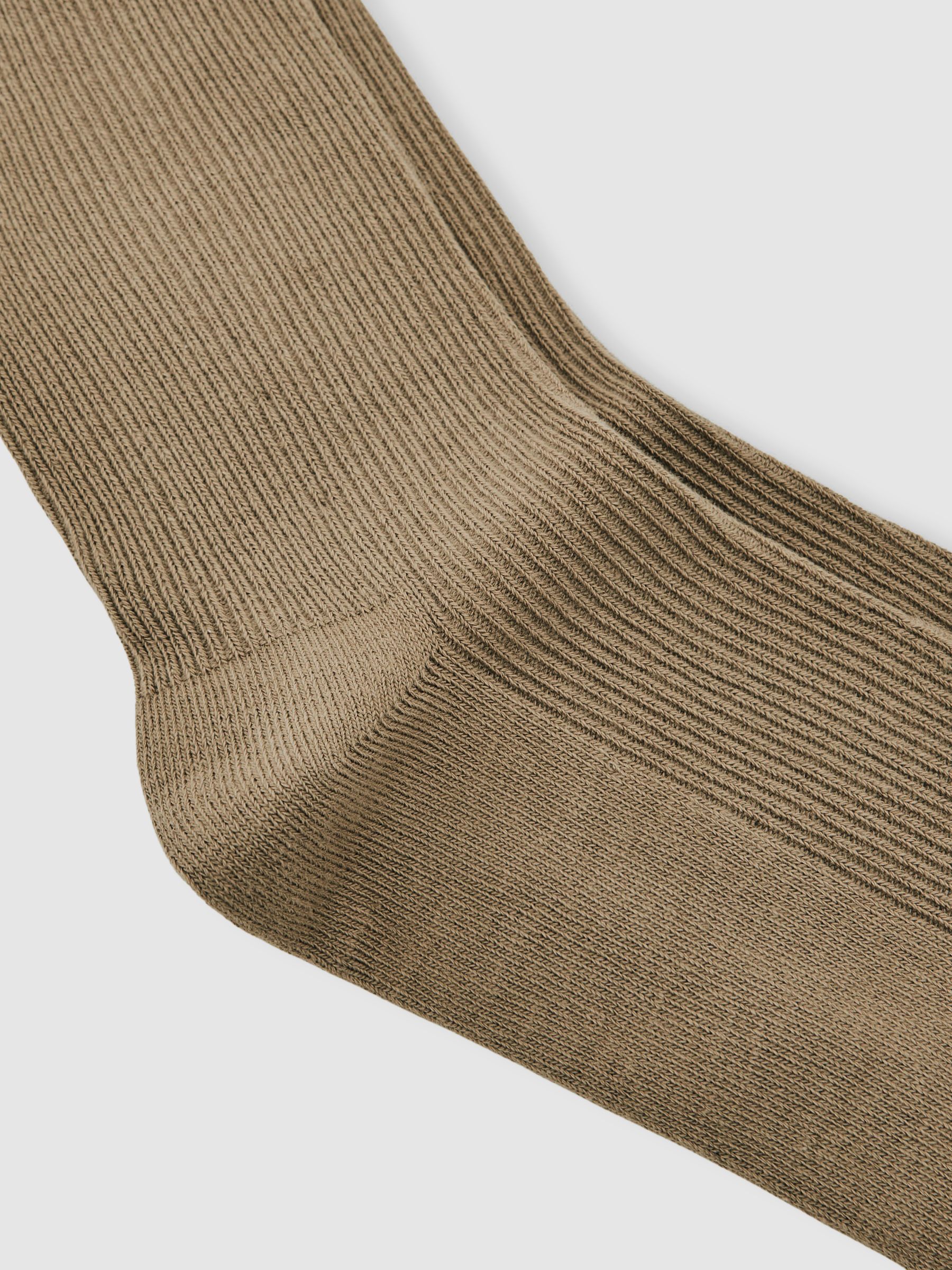Ribbed Frilly Socks in Taupe - Image 2 of 3