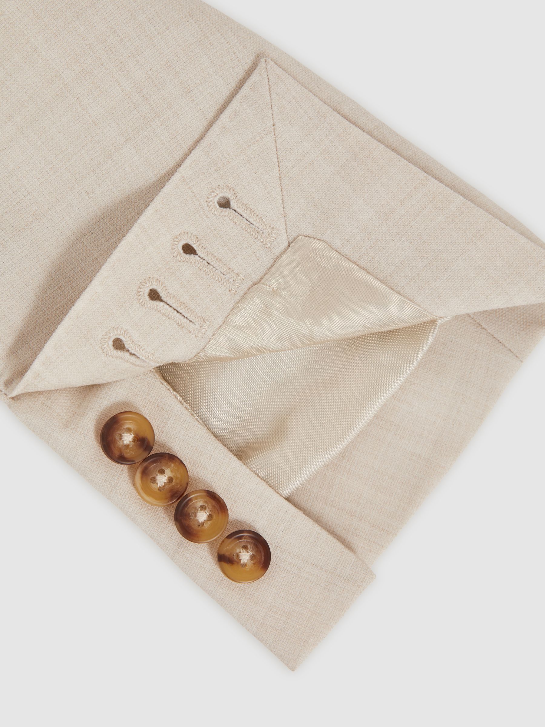 Double-Breasted Textured Suit Blazer Slim-Fit With Wool in Stone - Image 6 of 7