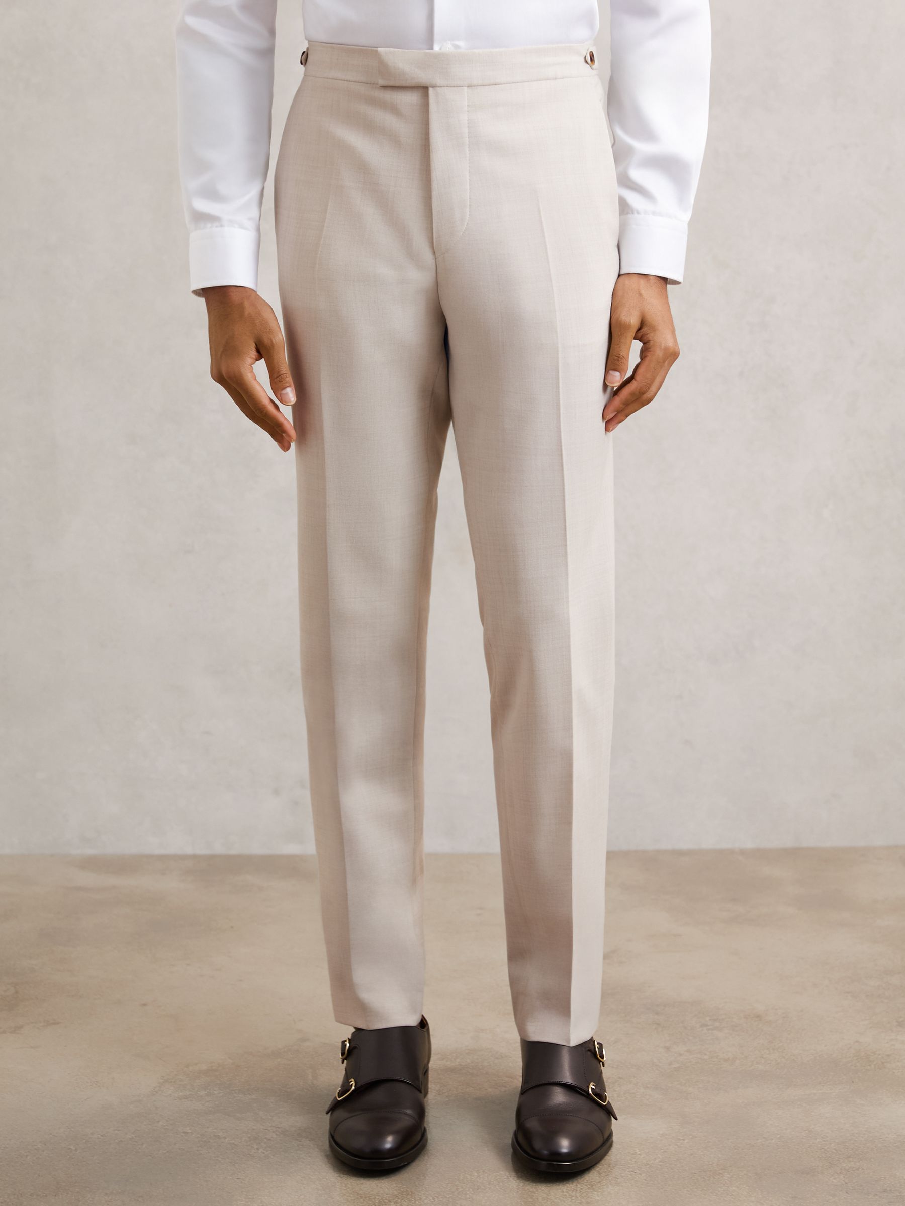 Slim-Fit Textured Suit Trousers With Wool in Stone - Image 3 of 6