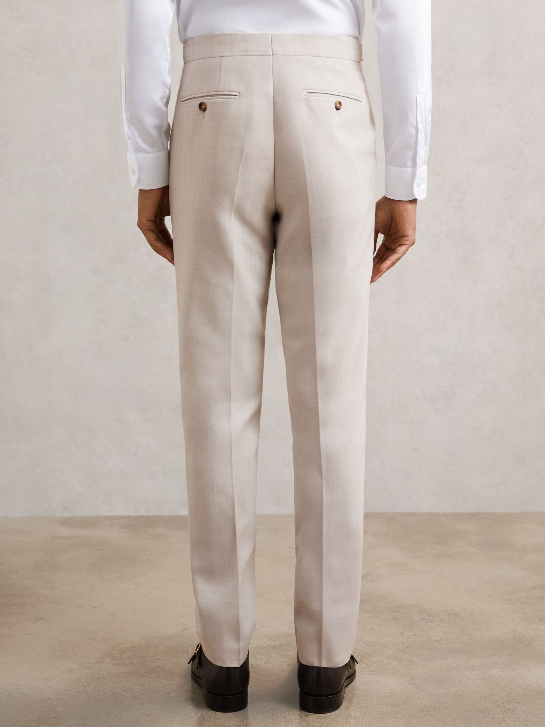 Tailored Fit Textured Suit Trousers With Wool in Stone - image 4