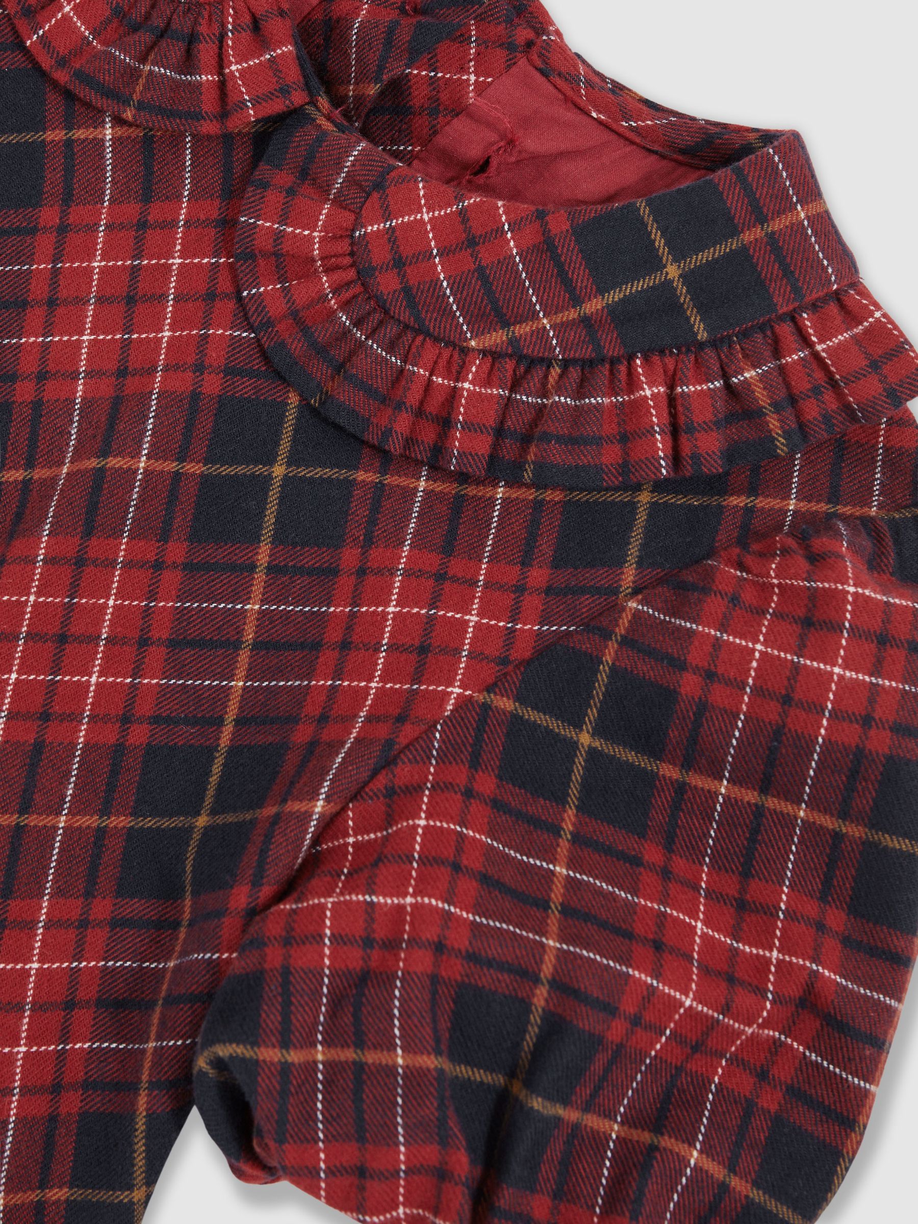 Cotton Peter-Pan Collar Tartan Dress in Red - Image 4 of 4