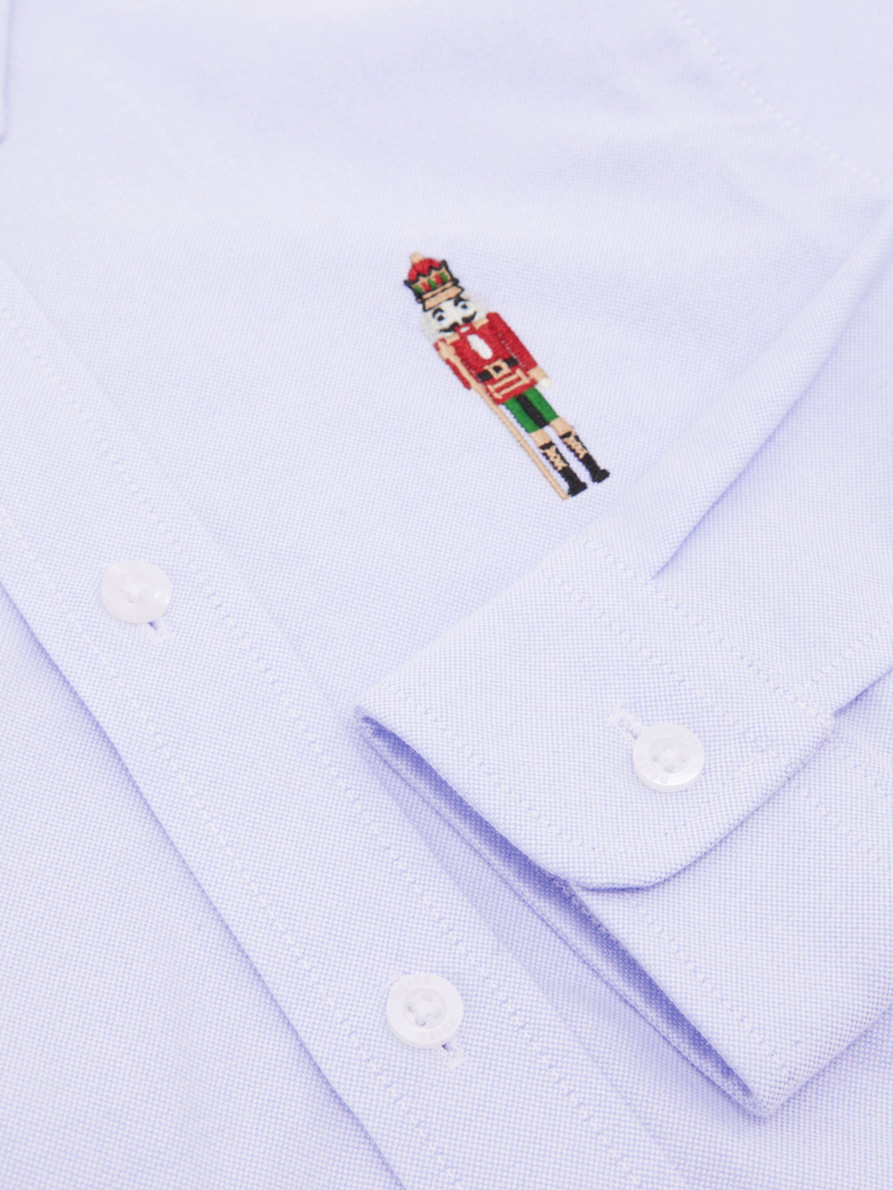 3-9 yrs Nutcracker-Embroidered Oxford Shirt Cotton in Soft Blue - Image 5 of 5