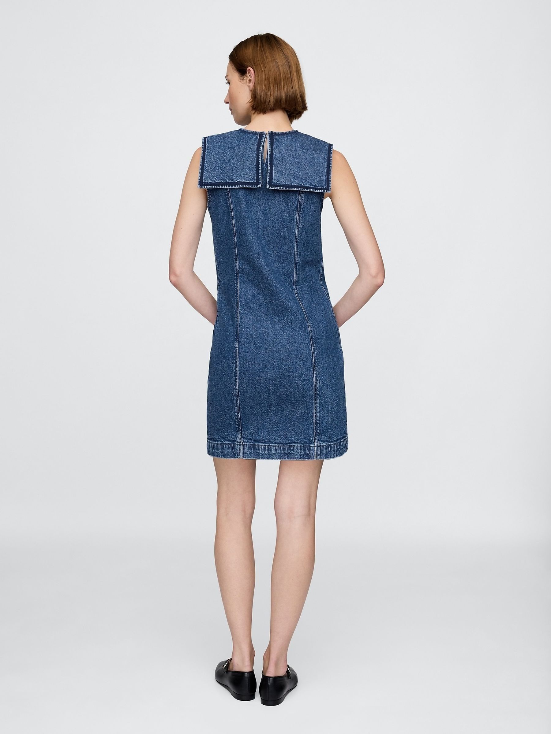 Blue DÔEN Denim Sailor Mini Dress - Image 2 of 8