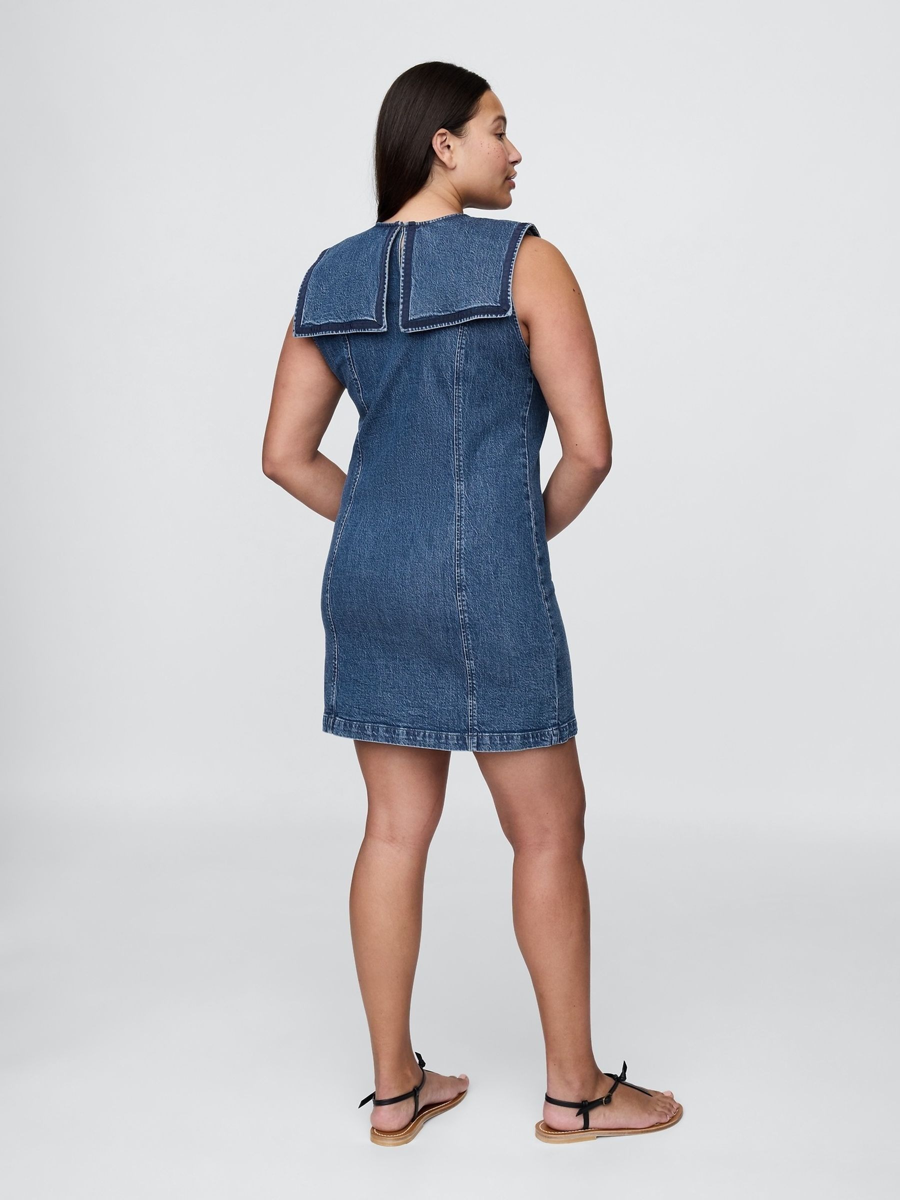 Blue DÔEN Denim Sailor Mini Dress - Image 5 of 8