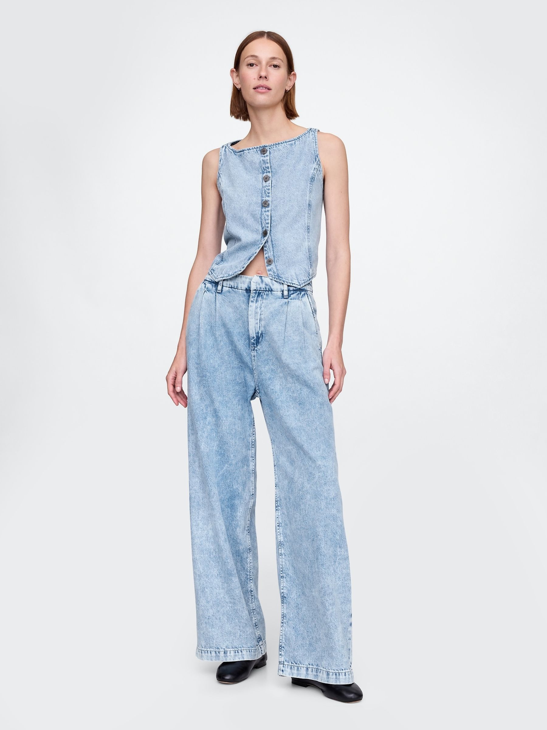 Blue 365 High Waist UltraSoft Pleated Denim Trousers - Image 4 of 5