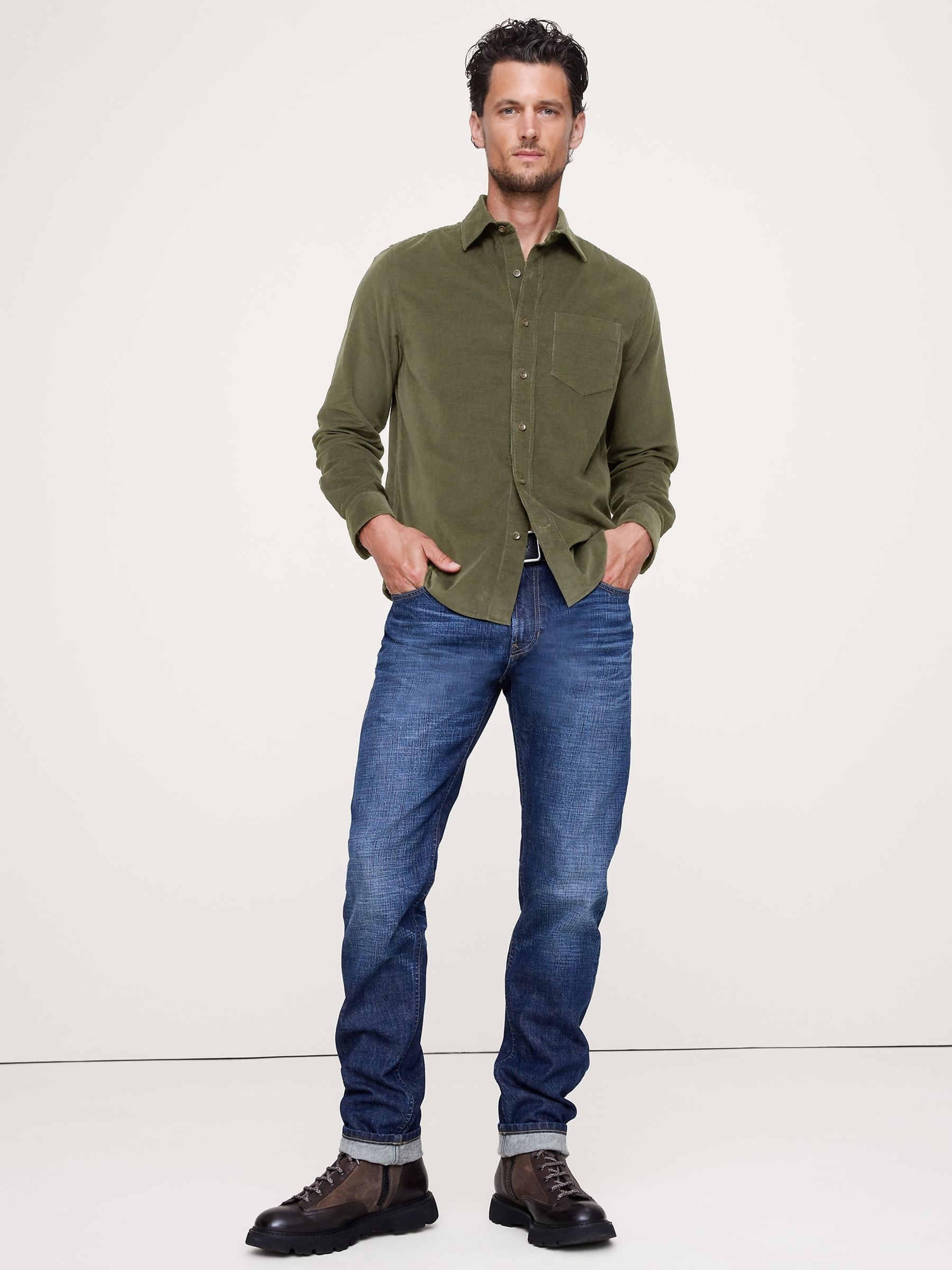 Banana Republic Green Standard-Fit Lightweight Corduroy Shirt - Image 1 of 1 Banana Republic Green Standard-Fit Lightweight Corduroy Shirt - Image 1 of 1