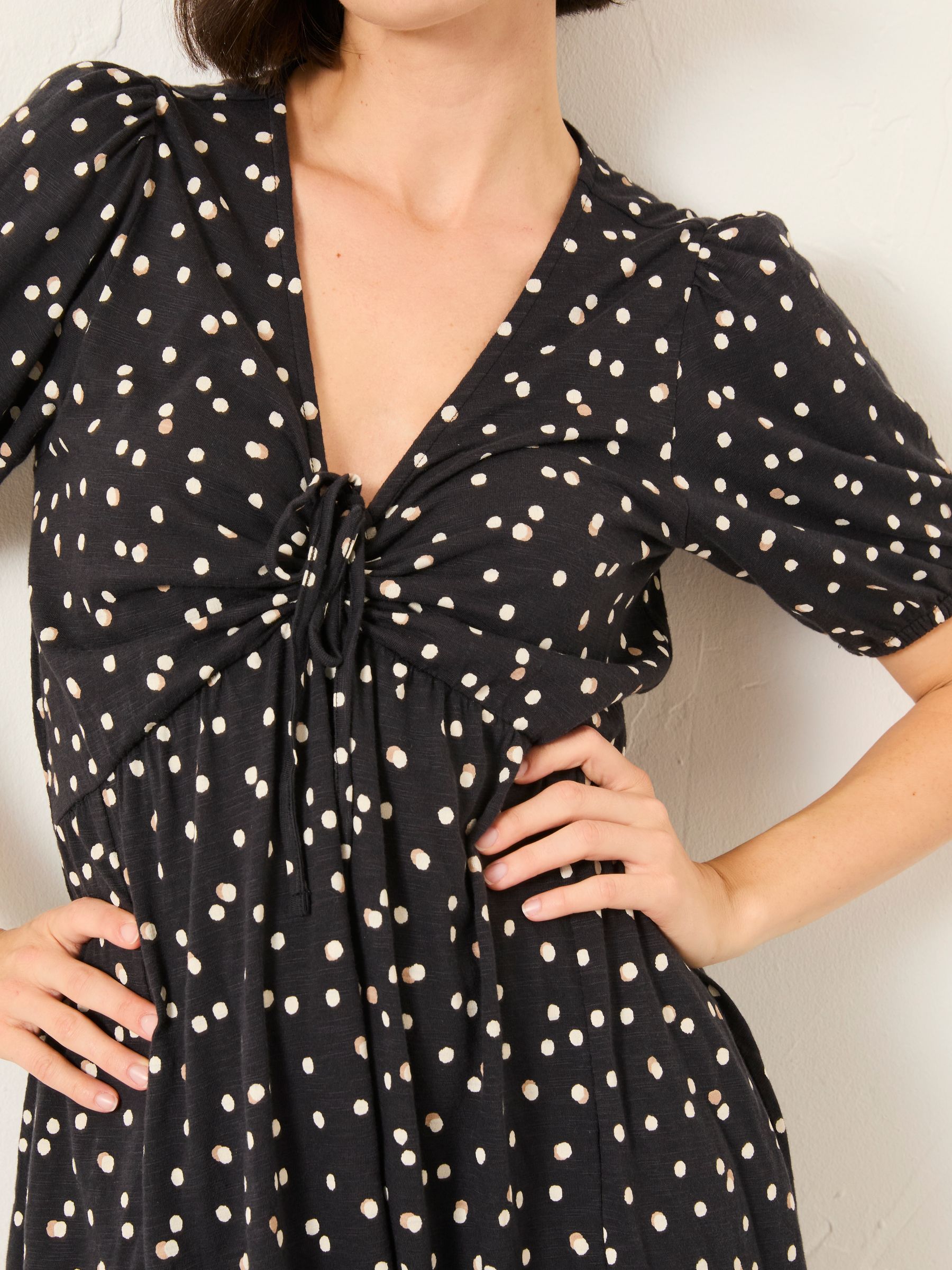 Nell Black Polka Dot Petite Jersey Mini Dress - Image 3 of 5