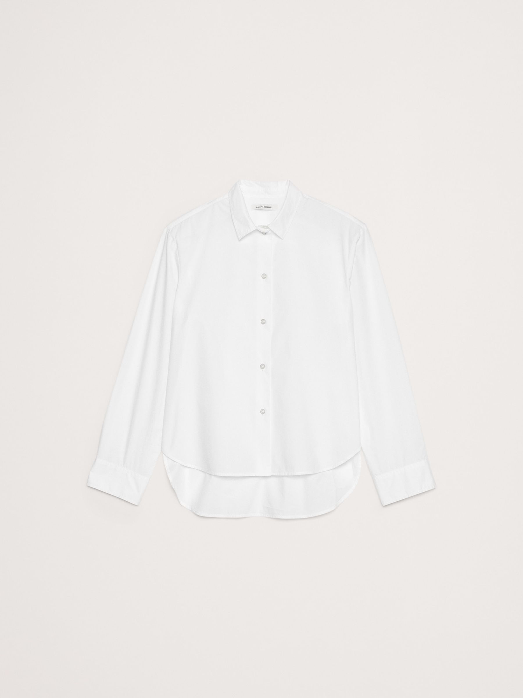 Banana Republic White Boxy Cotton Poplin Shirt - Image 4 of 4