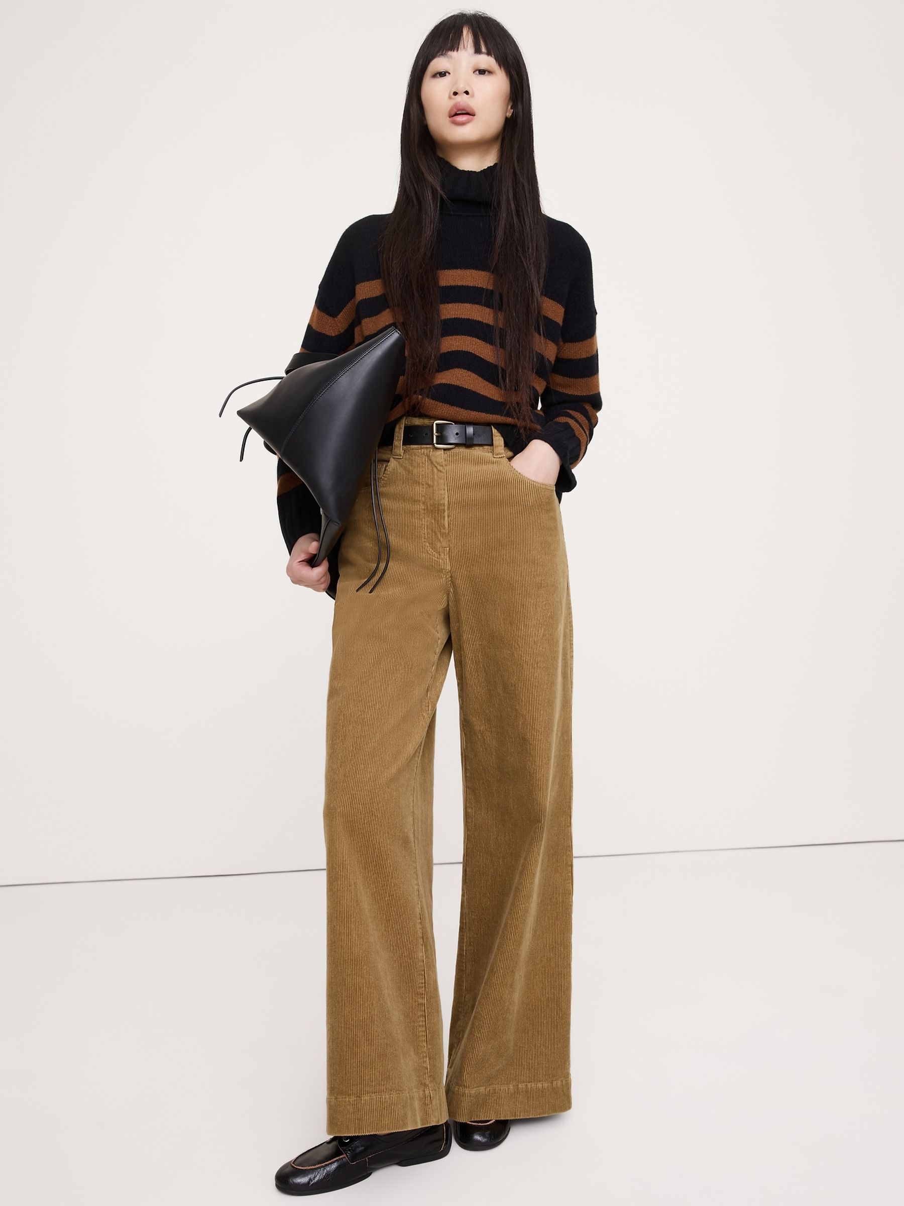 Banana Republic Brown High-Rise Wide-Leg Corduroy Trousers | Gap