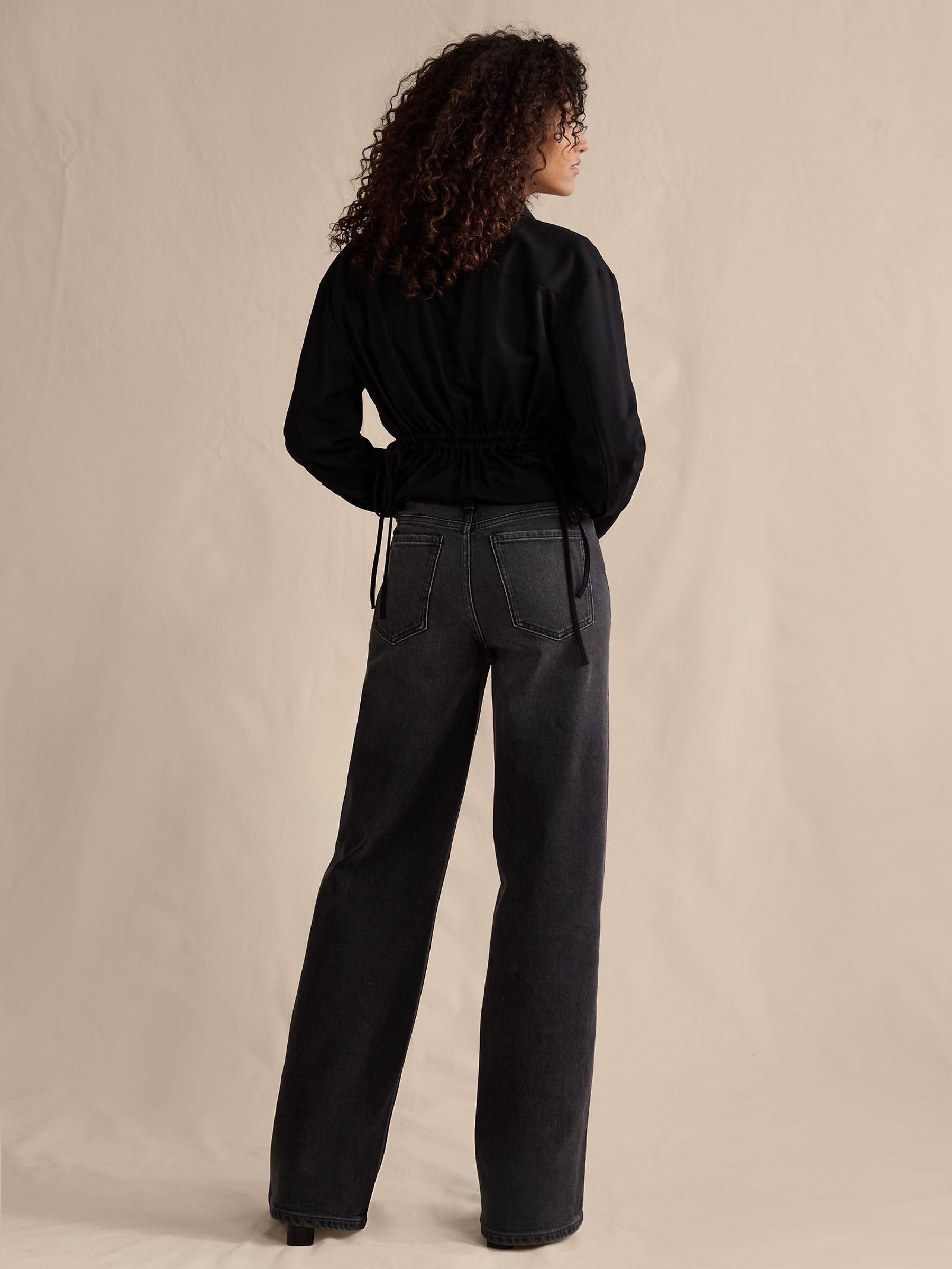 Banana Republic Black The Icon Classic Wide-Leg Jeans - Image 2 of 5