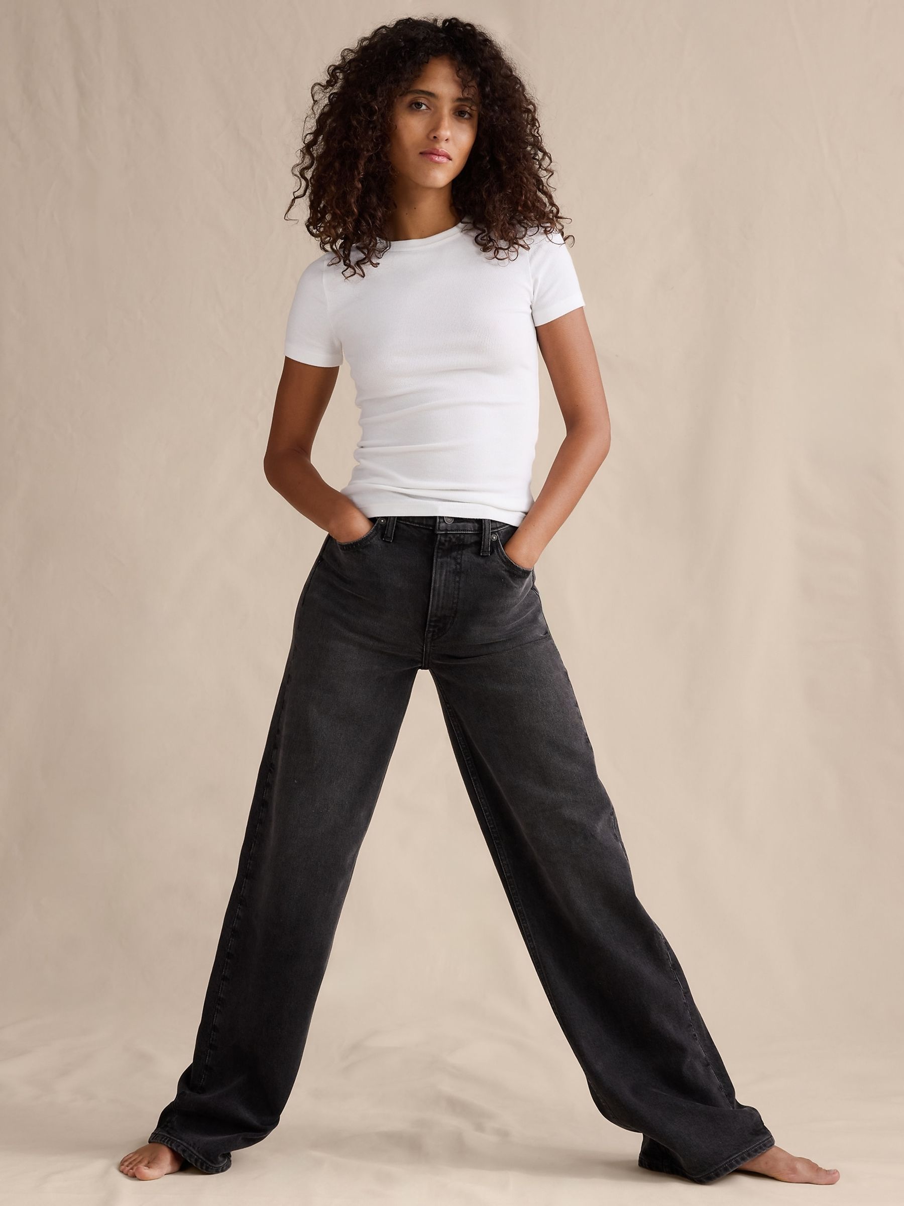 Banana Republic Black The Icon Classic Wide-Leg Jeans - Image 4 of 5