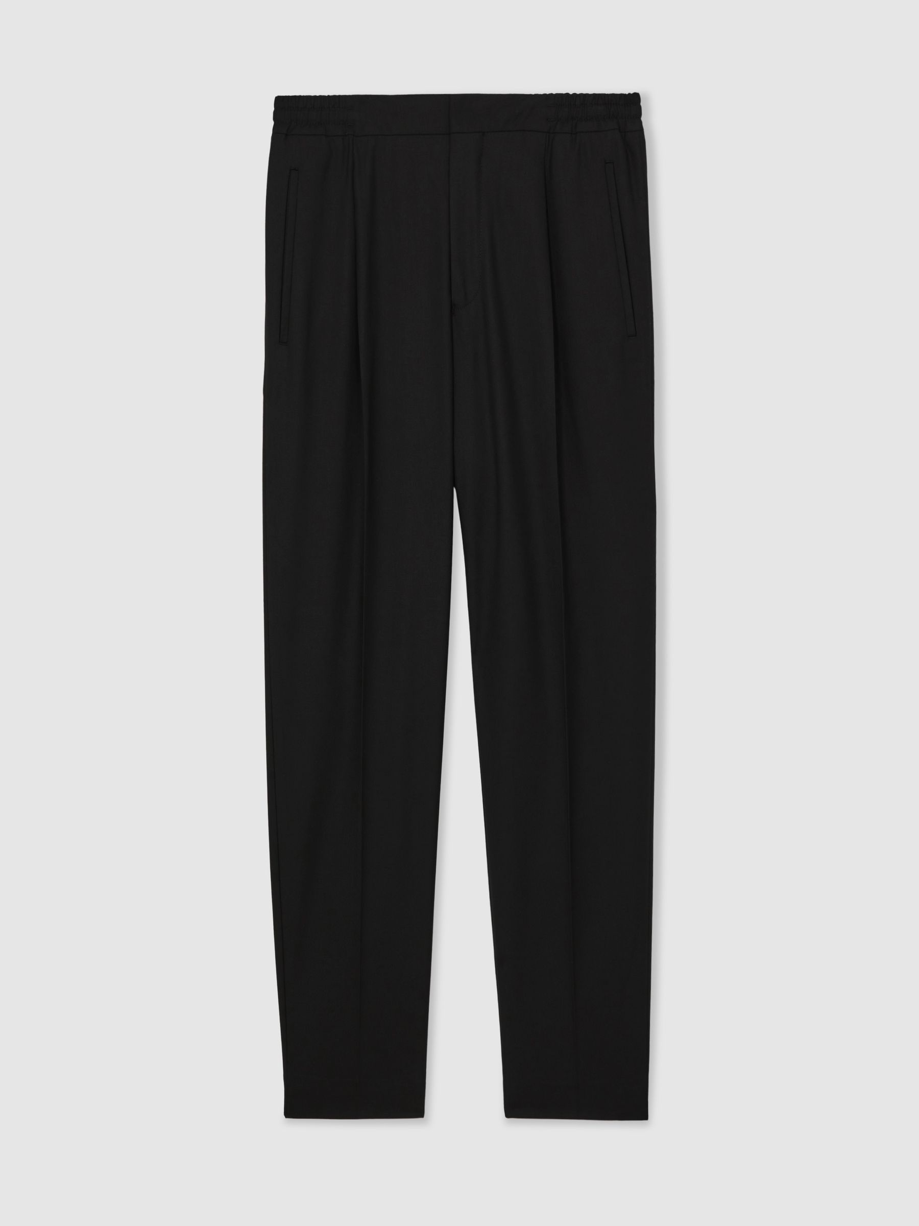 Tapered Drawstring Tailored Trousers in Black - Image 2 of 5