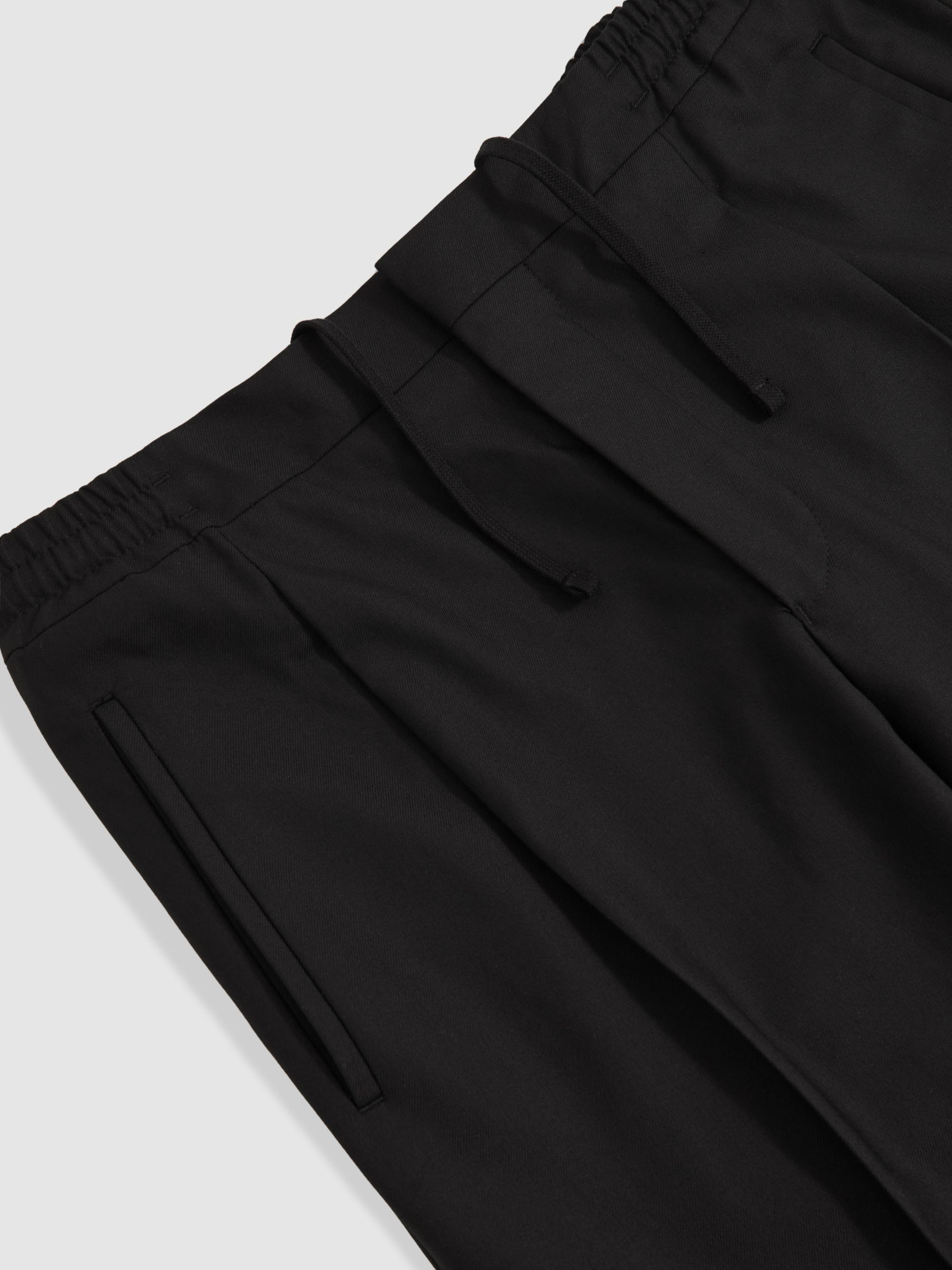 Tapered Drawstring Tailored Trousers in Black - Image 5 of 5