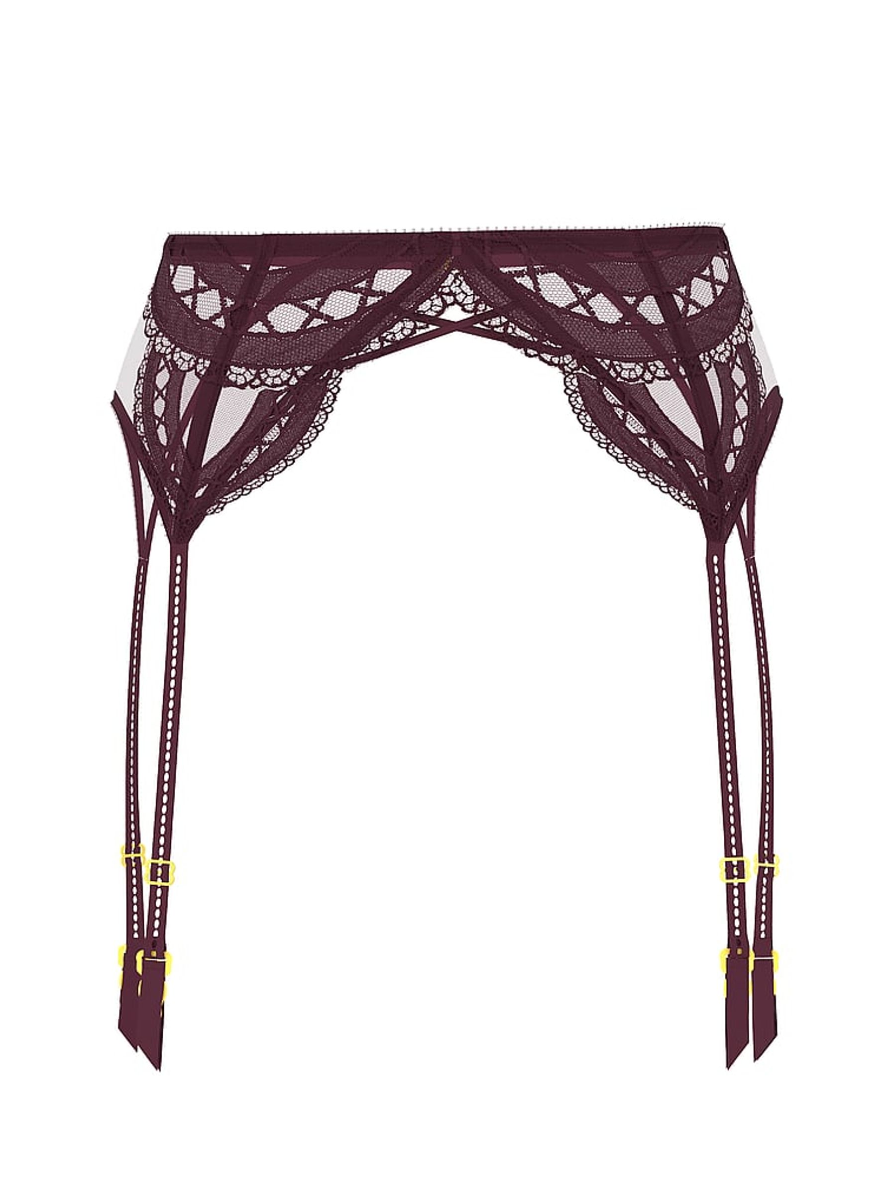 Winter Wine Red Lace Embroidery Garter Belt - Image 4 of 4