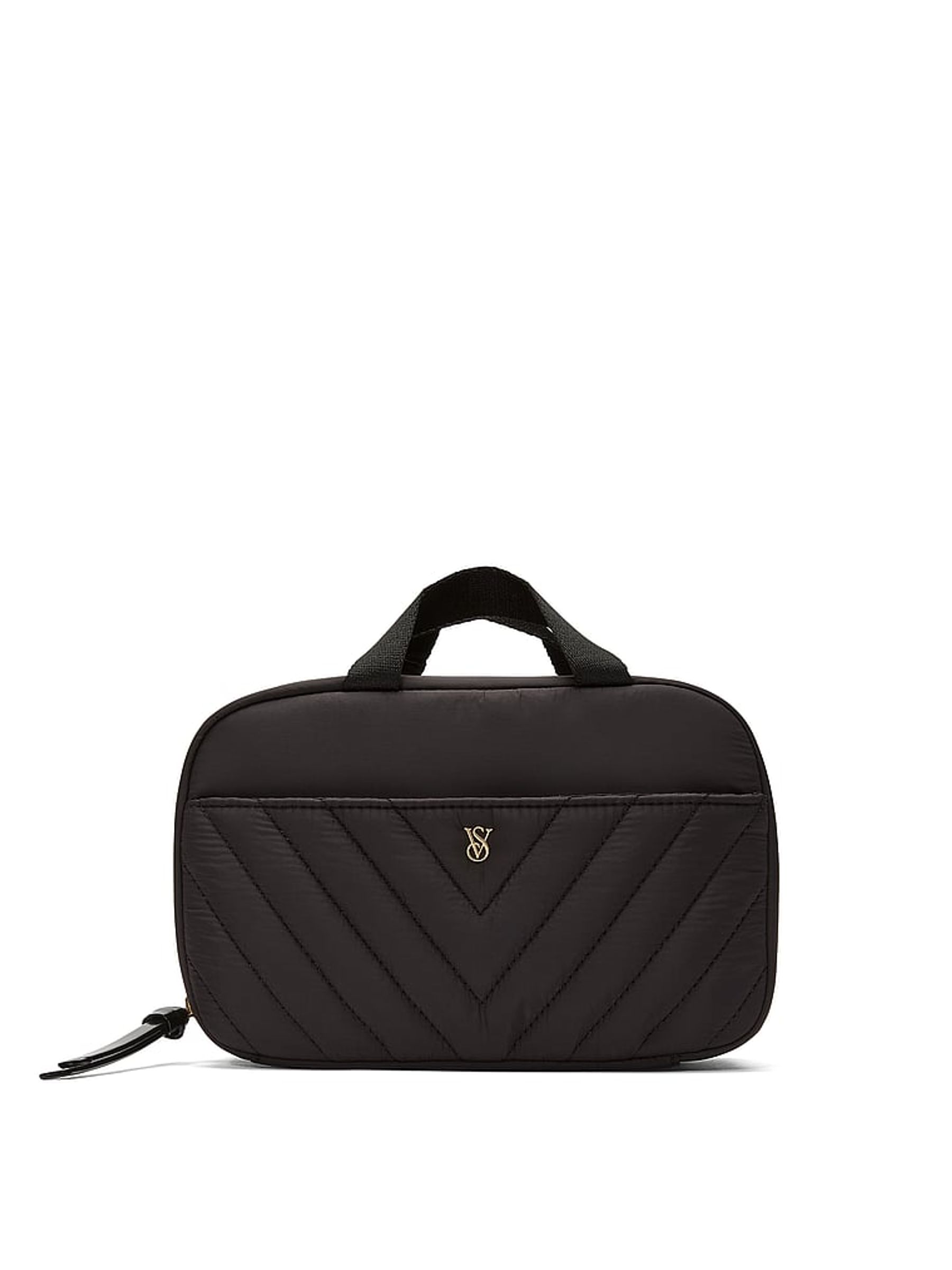 Black V Quilt Travel Makeup Bag - Image 1 of 3