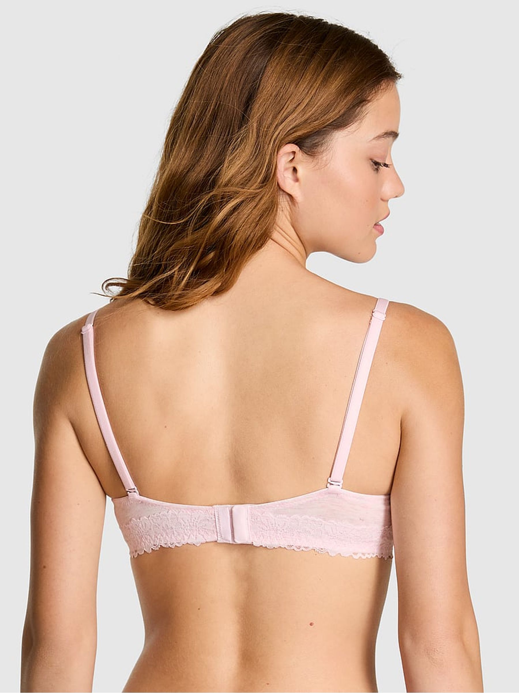 Petal Pink Lightly Lined Cotton Heather Lace Trim Bra - Image 2 of 3