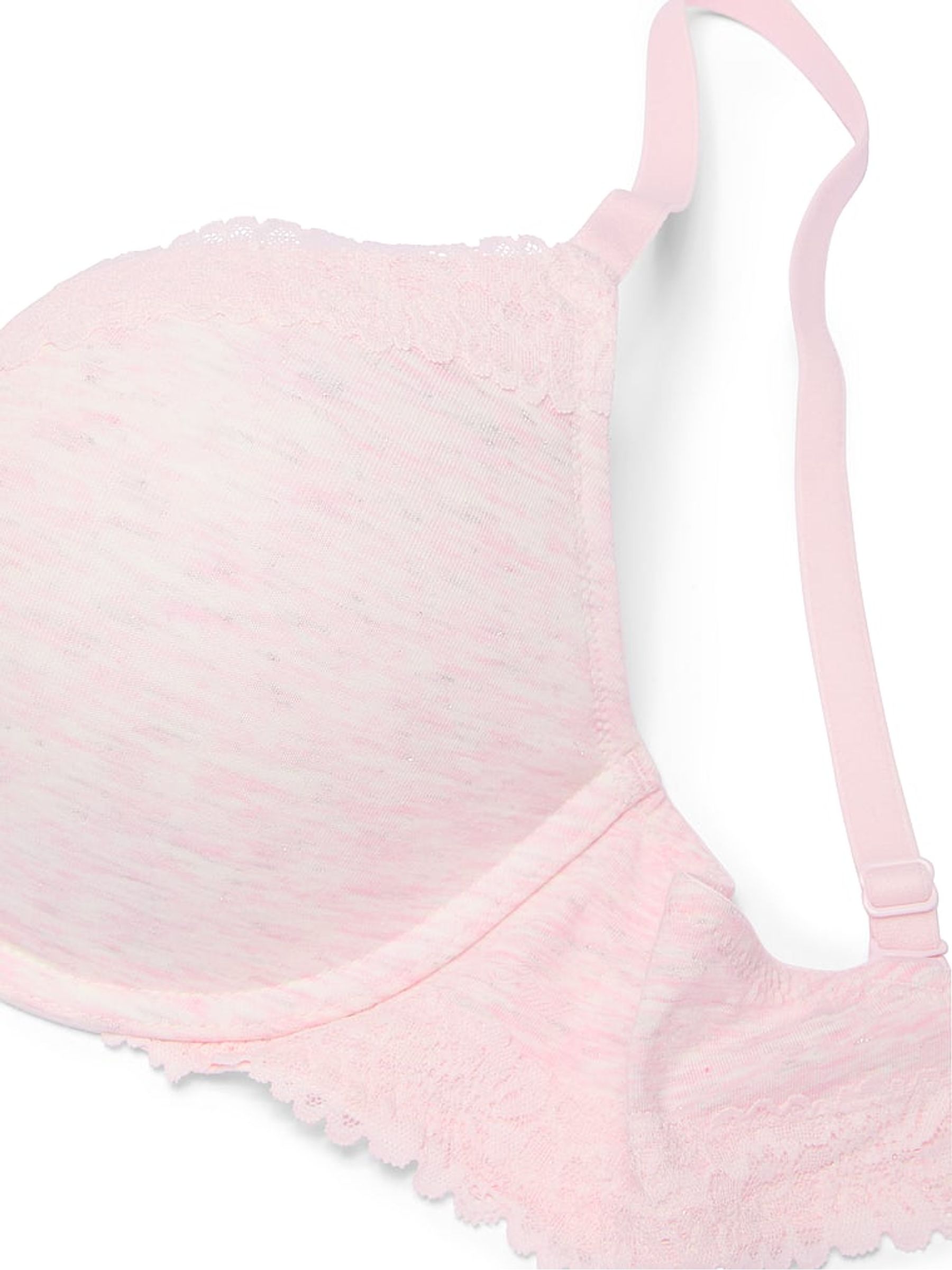 Petal Pink Lightly Lined Cotton Heather Lace Trim Bra - Image 3 of 3
