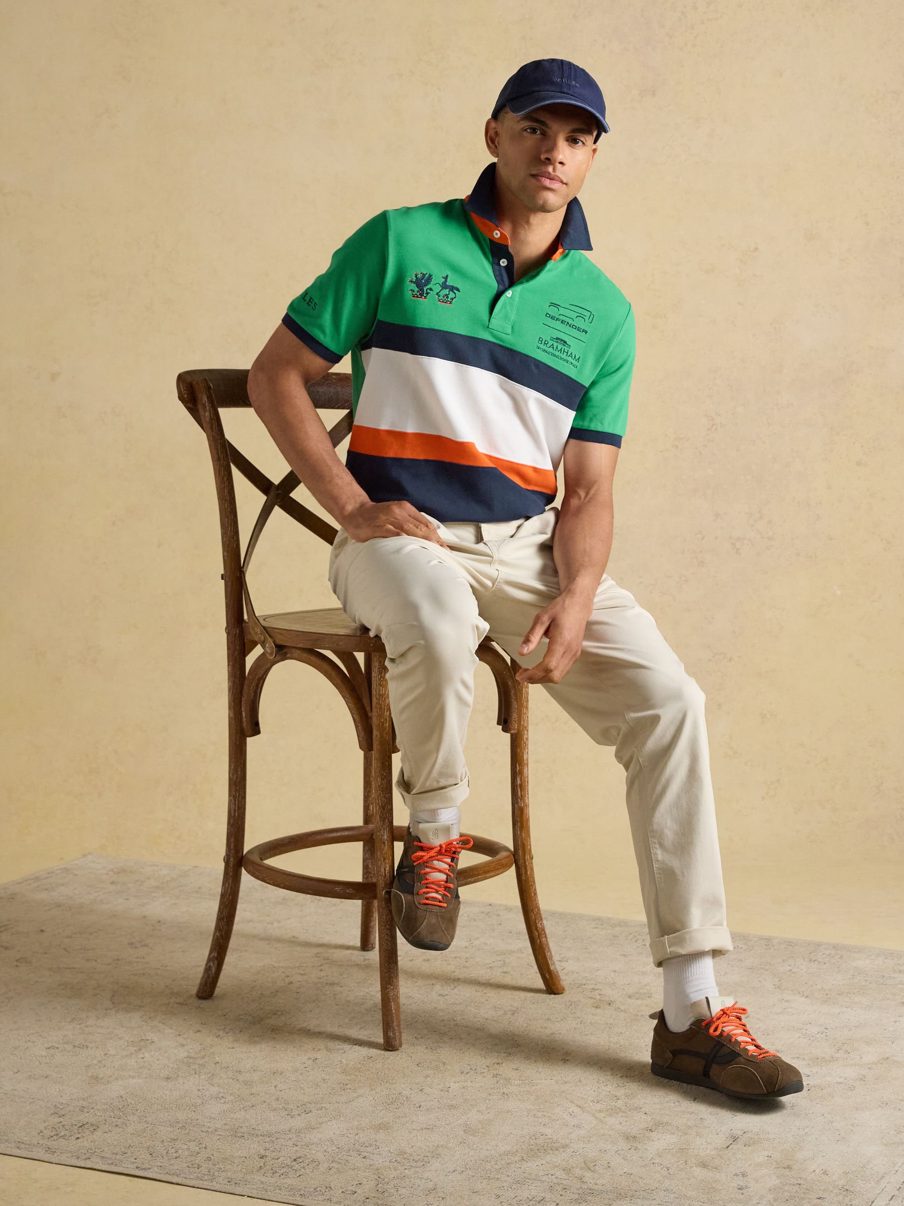 Official Bramham Green & Navy Colourblock Cotton Pique Polo Shirt - Image 10 of 11