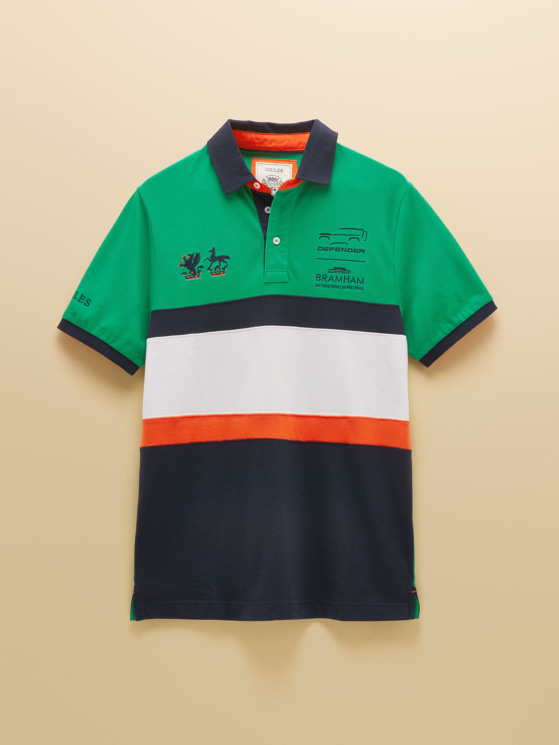 Official Bramham Green & Navy Colourblock Cotton Pique Polo Shirt - Image 11 of 11