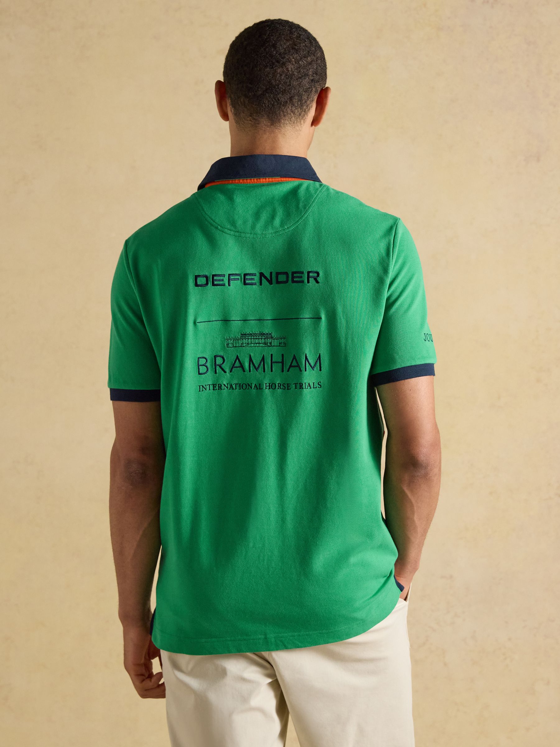 Official Bramham Green & Navy Colourblock Cotton Pique Polo Shirt - Image 2 of 11