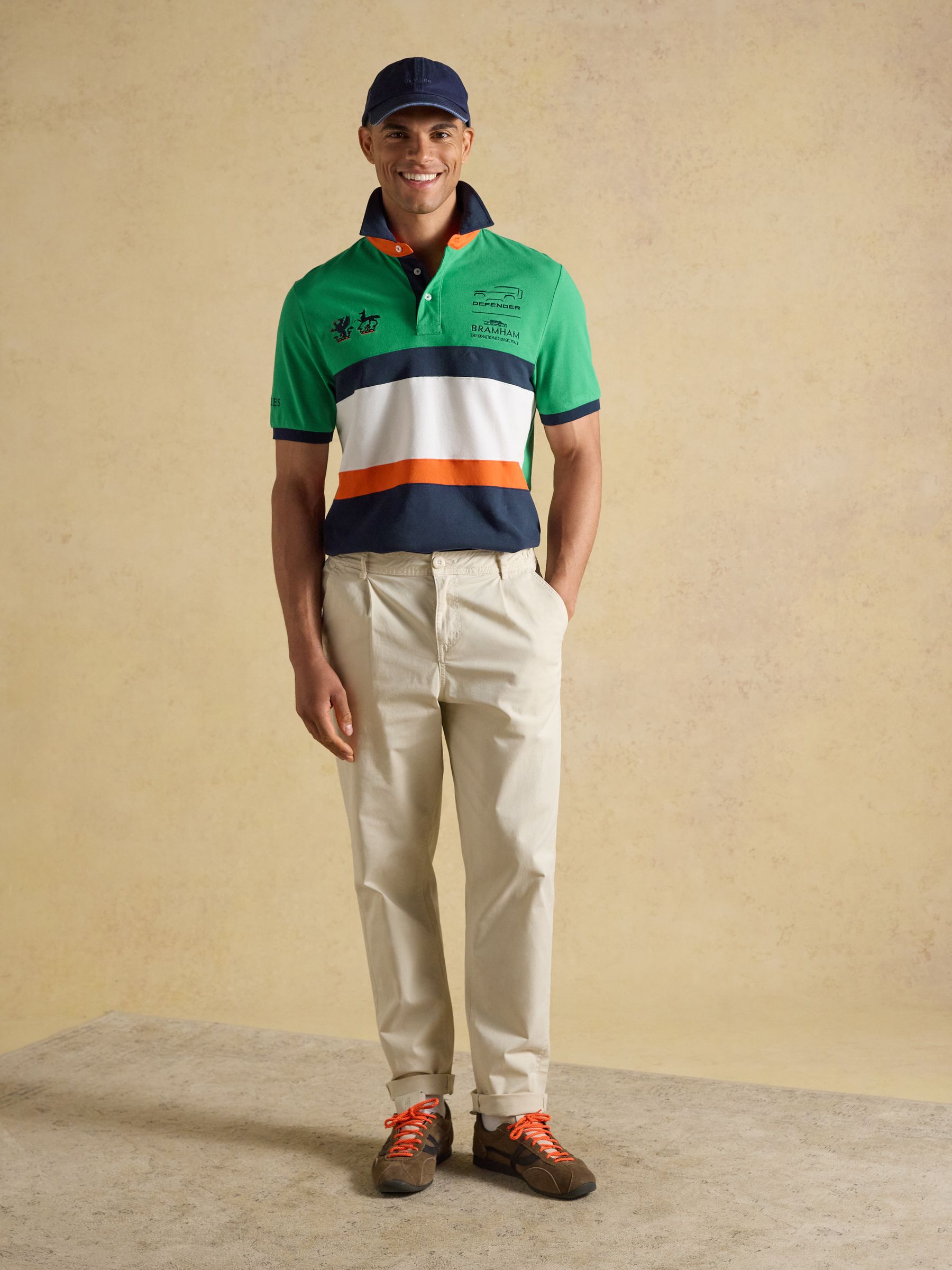 Official Bramham Green & Navy Colourblock Cotton Pique Polo Shirt - Image 4 of 11