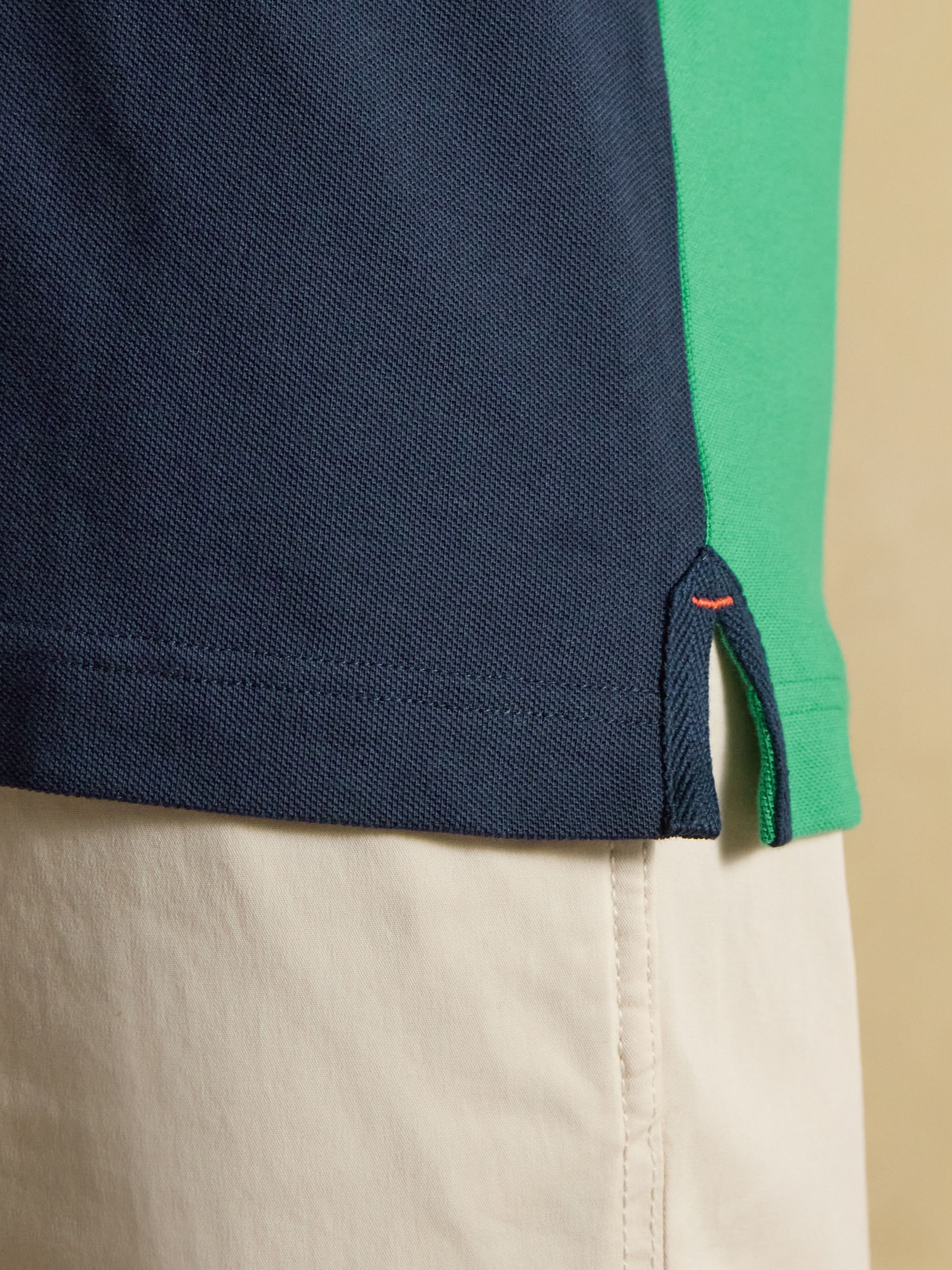 Official Bramham Green & Navy Colourblock Cotton Pique Polo Shirt - Image 7 of 11