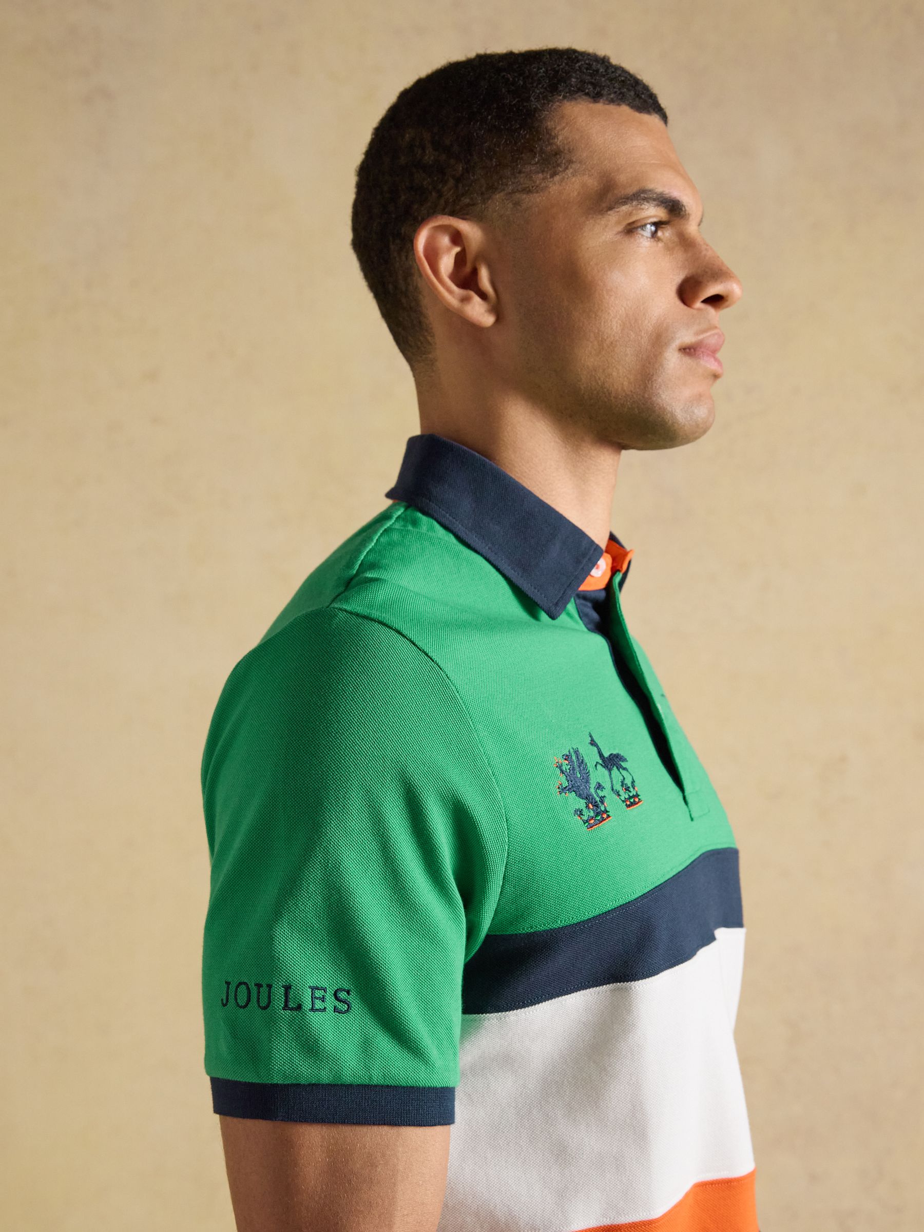 Official Bramham Green & Navy Colourblock Cotton Pique Polo Shirt - Image 8 of 11