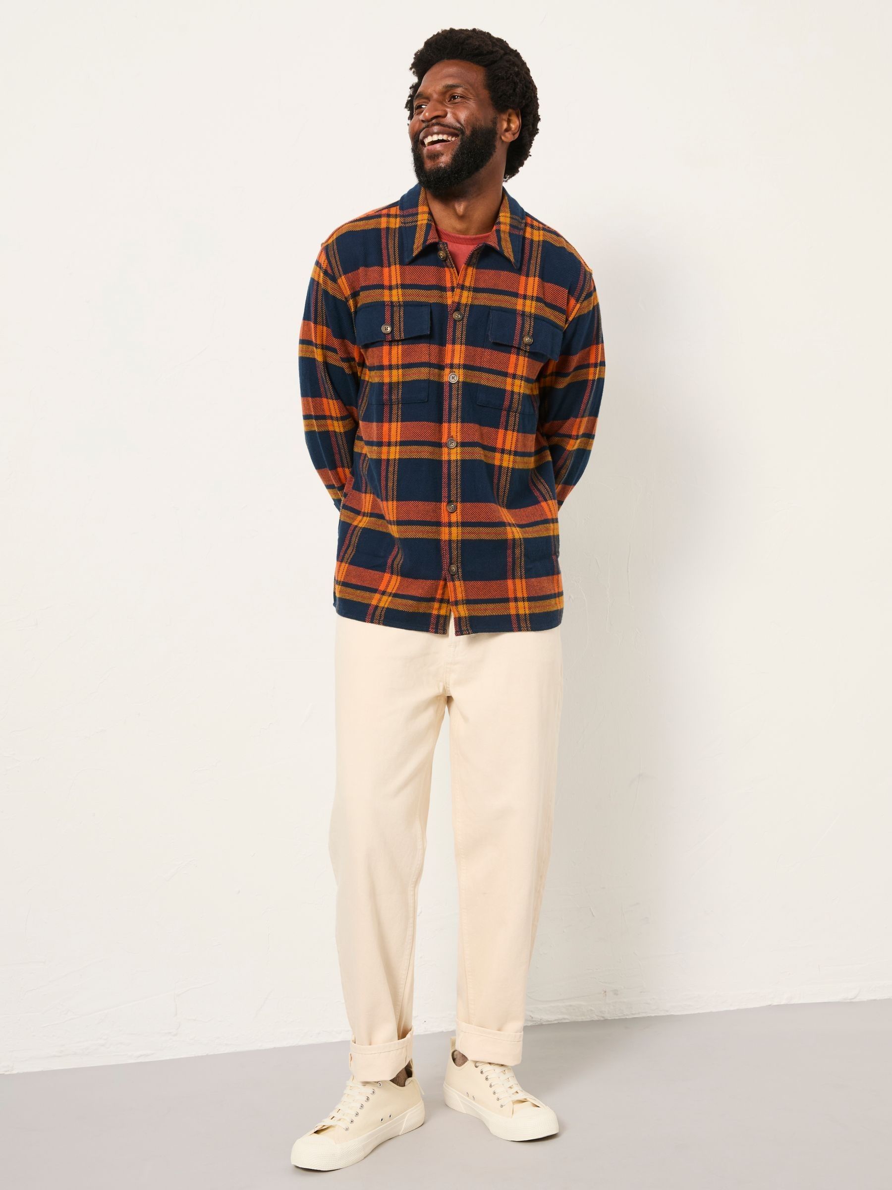 Kaber navy Long Sleeve Relaxed Fit Check Shirt - Image 5 of 7