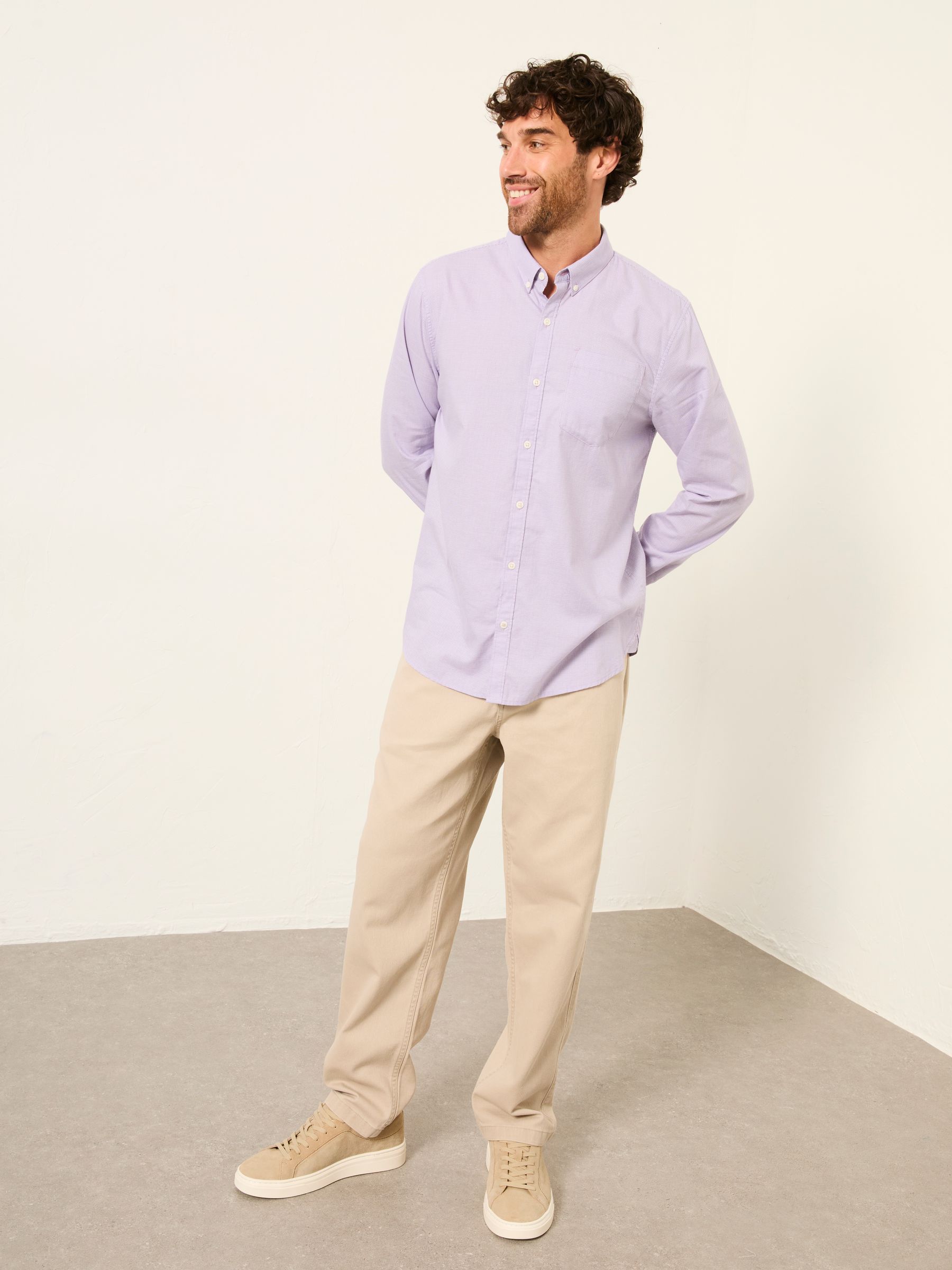 Seagre dusky purple Long Sleeve Semi Plain Shirt - Image 3 of 6