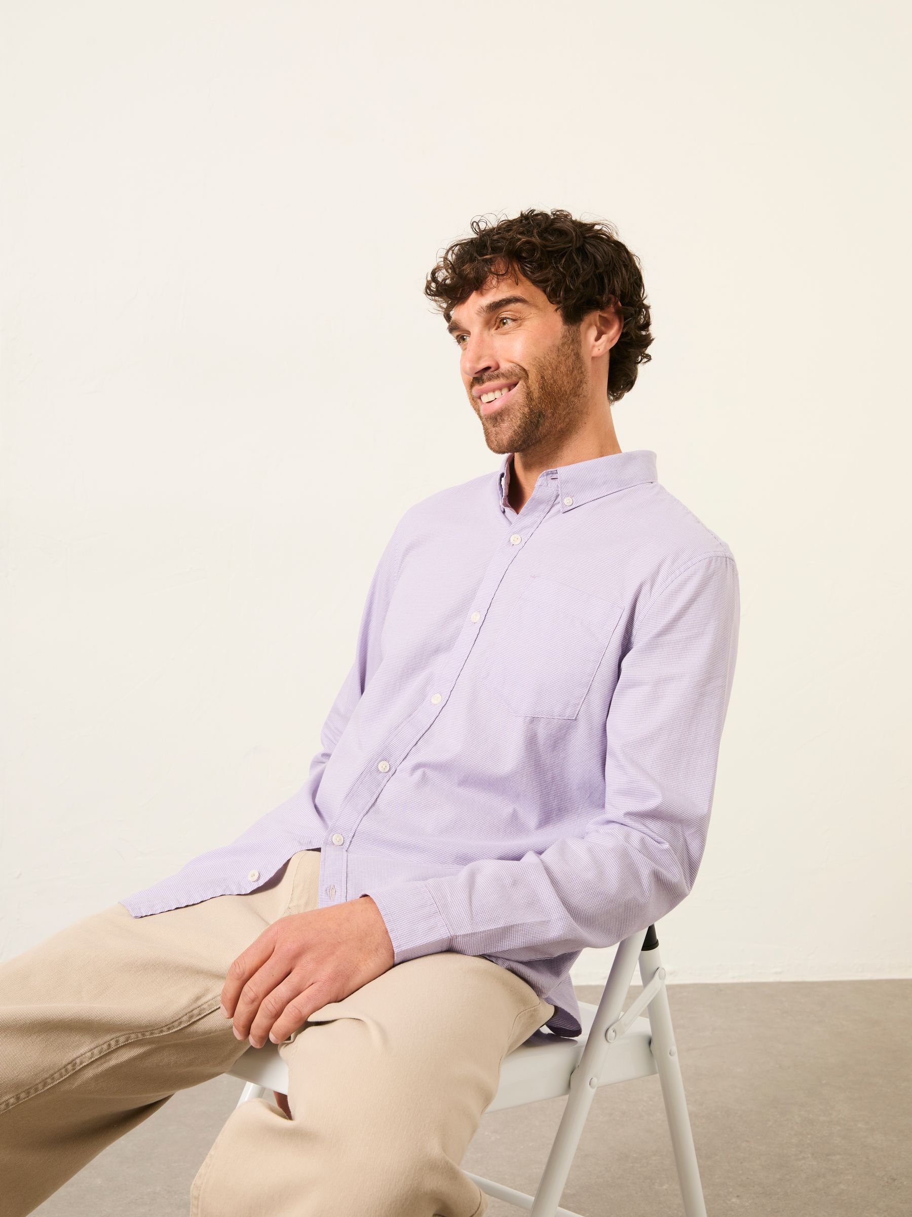 Seagre dusky purple Long Sleeve Semi Plain Shirt - Image 5 of 6