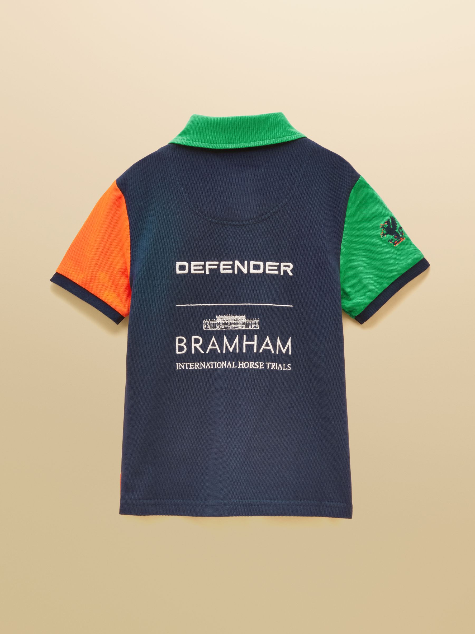 Official Bramham Navy & White Colourblock Kids Cotton Pique Polo Shirt - Image 2 of 5