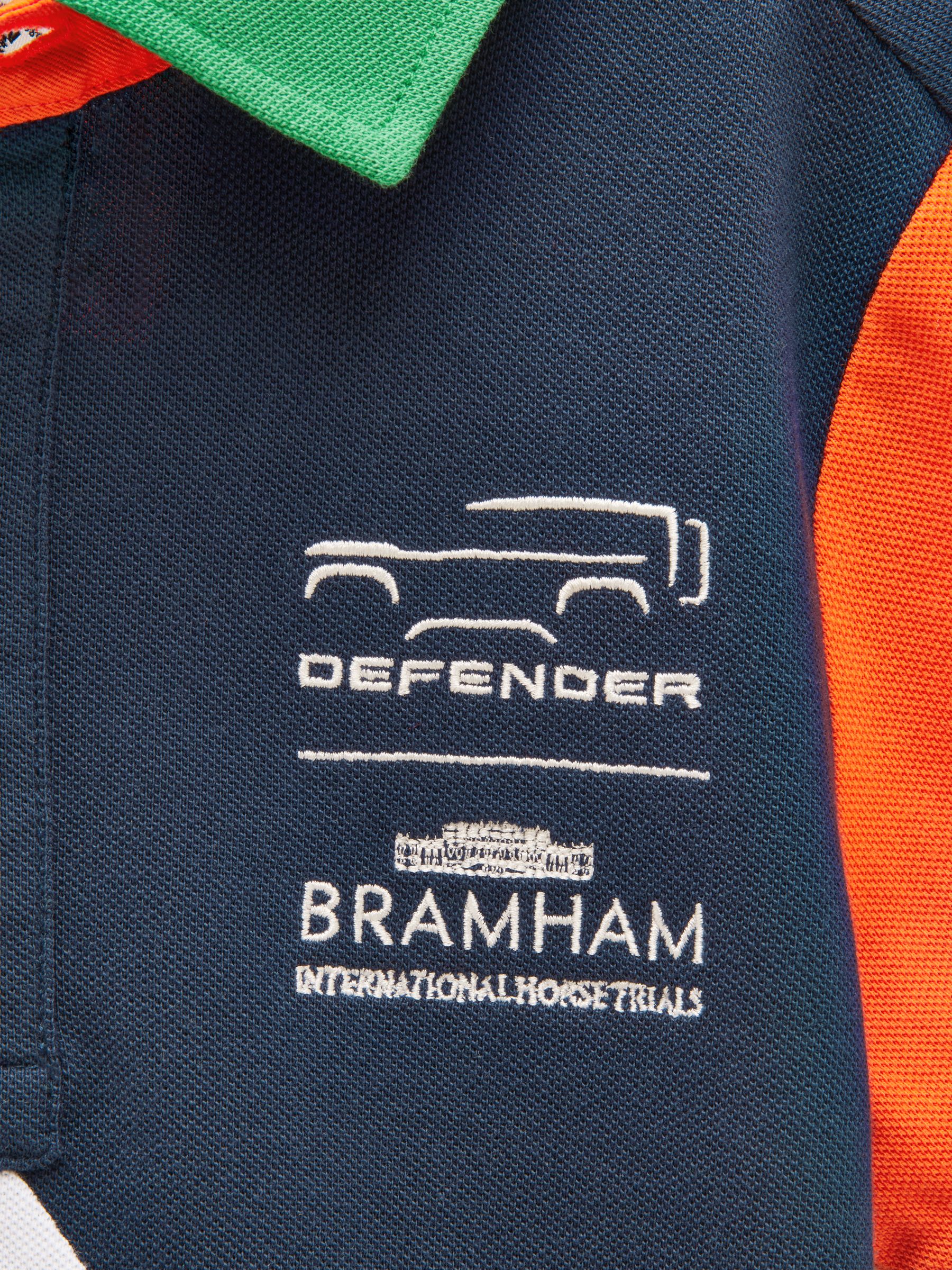 Official Bramham Navy & White Colourblock Kids Cotton Pique Polo Shirt - Image 4 of 5