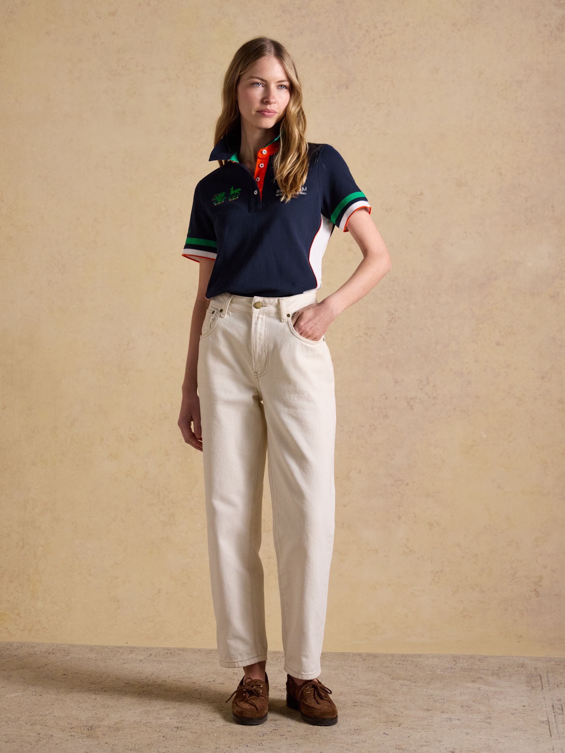 Official Bramham Navy Cotton Pique Polo Shirt - Image 12 of 15