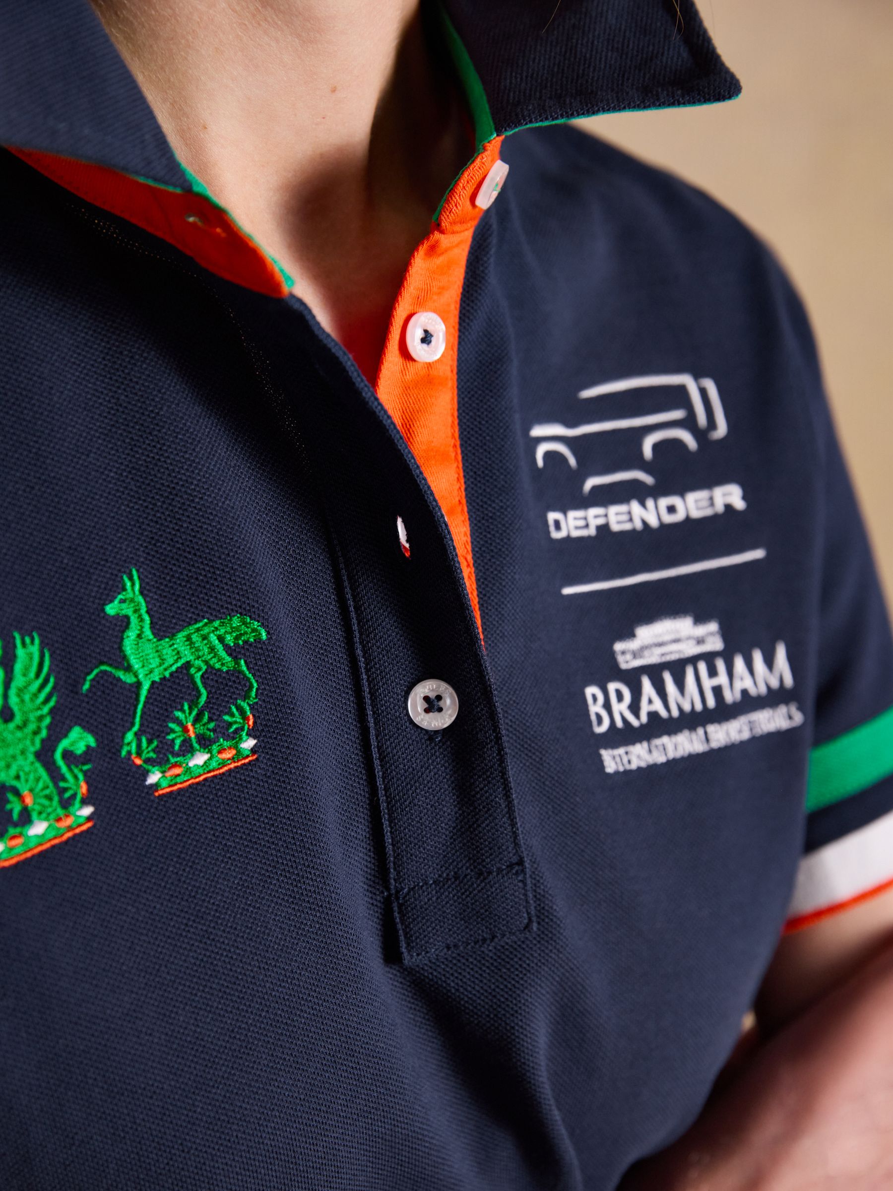 Official Bramham Navy Cotton Pique Polo Shirt - Image 13 of 15