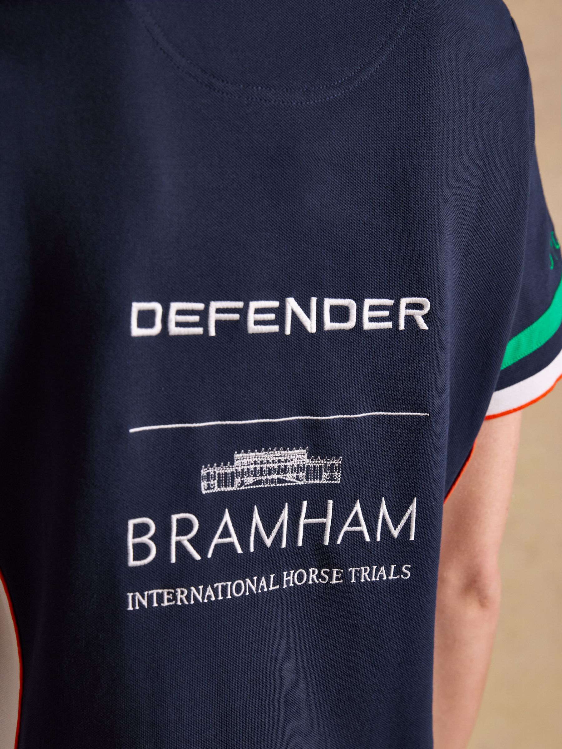 Official Bramham Navy Cotton Pique Polo Shirt - Image 14 of 15