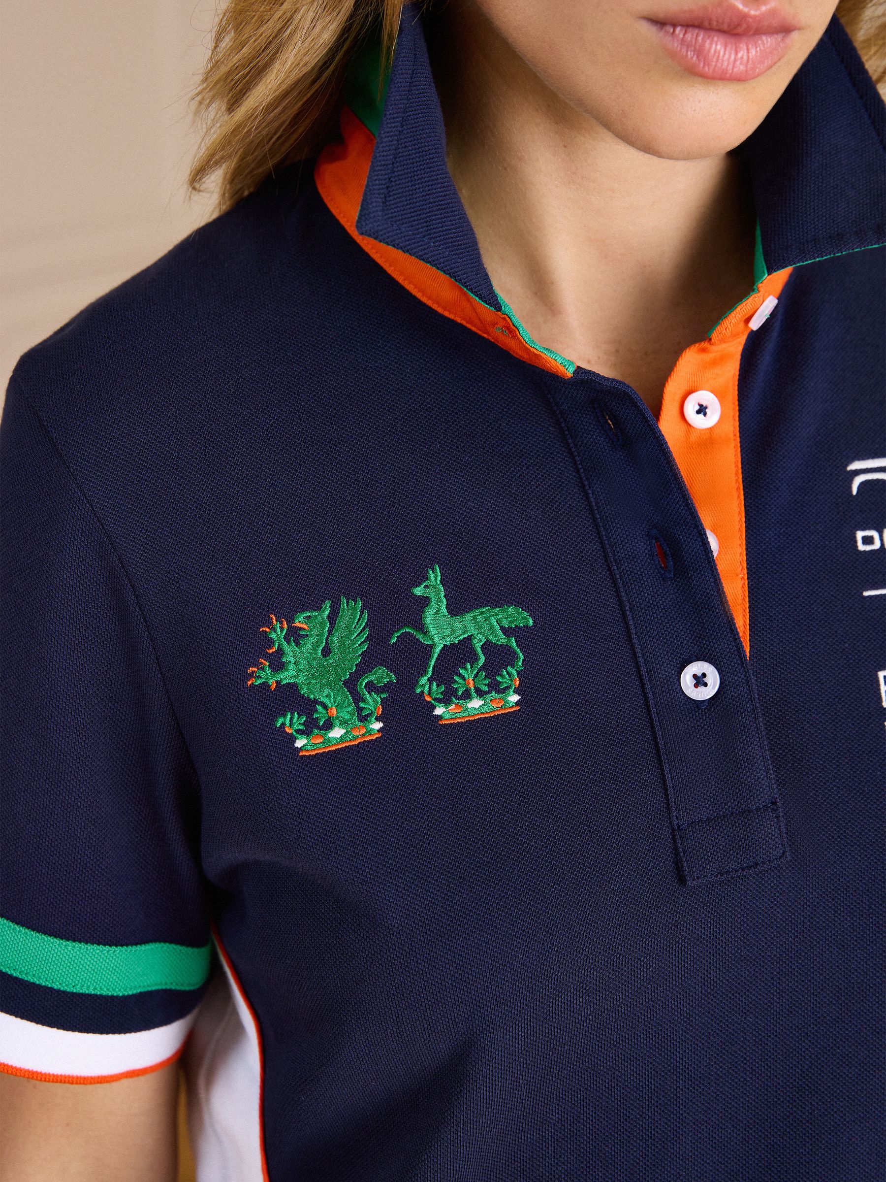 Official Bramham Navy Cotton Pique Polo Shirt - Image 3 of 15